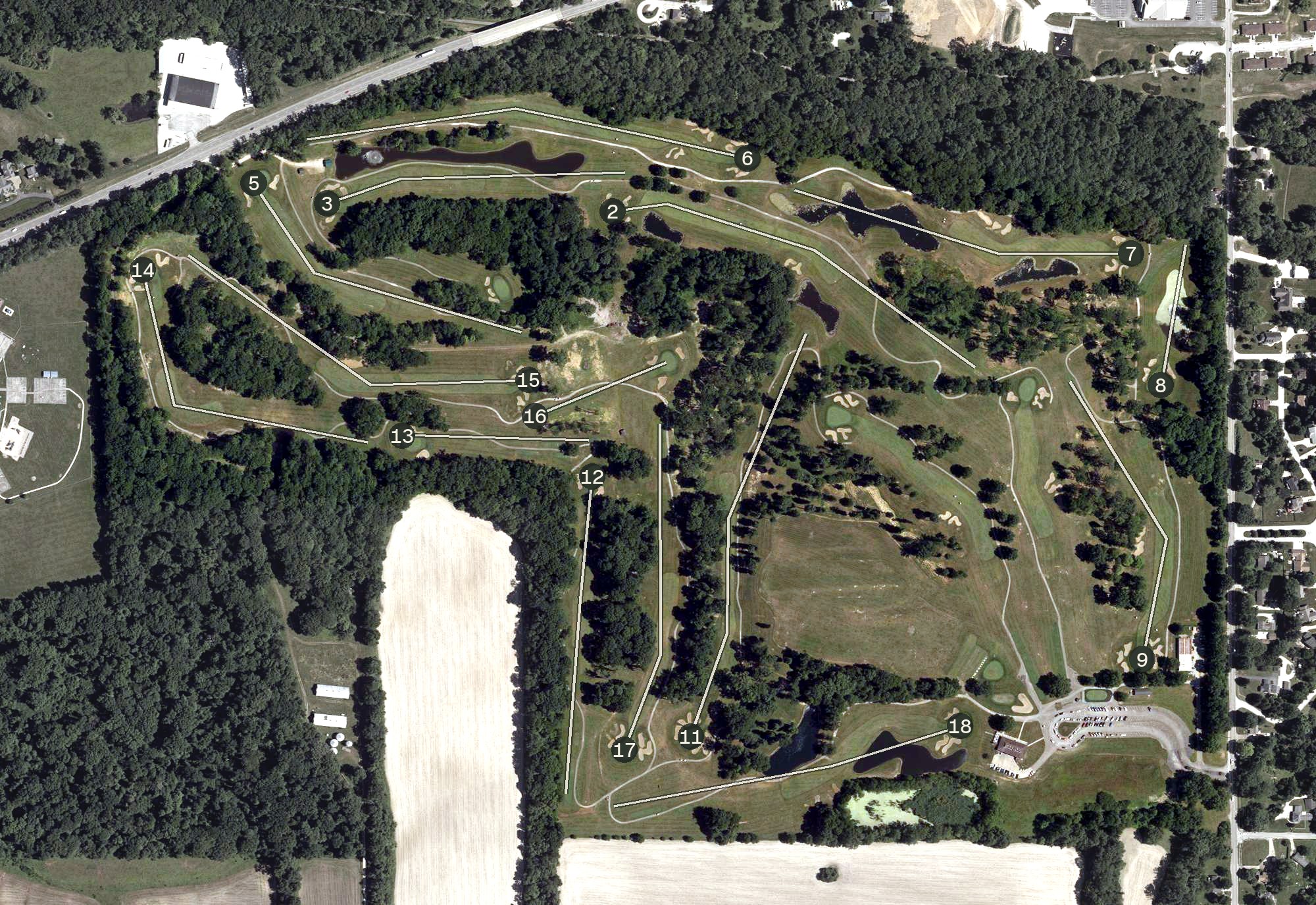 Aerial view of Hulman Links Golf Course, IN