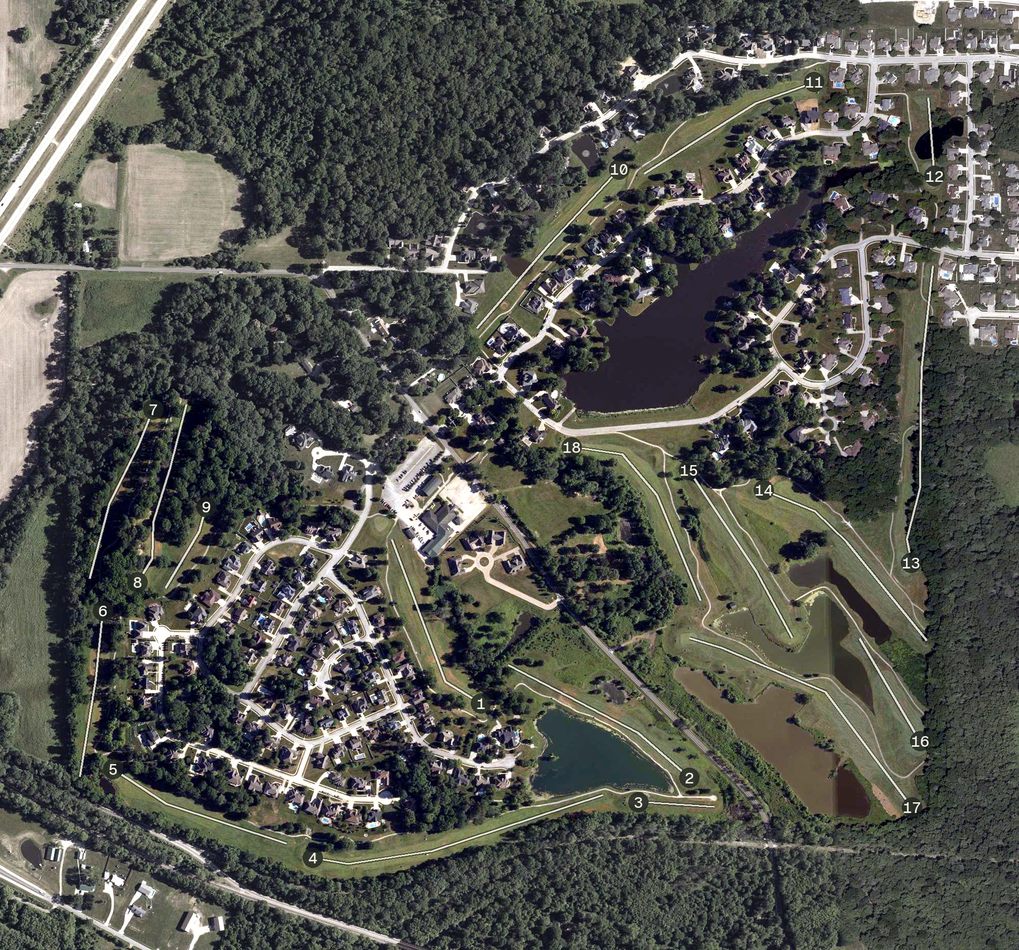 Aerial view of Idle Creek Golf Course, IN