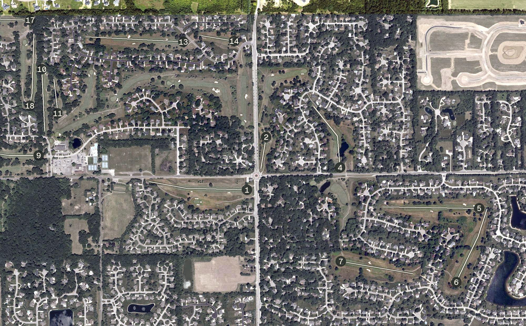 Aerial view of Knollwood Country Club - East Course, IN