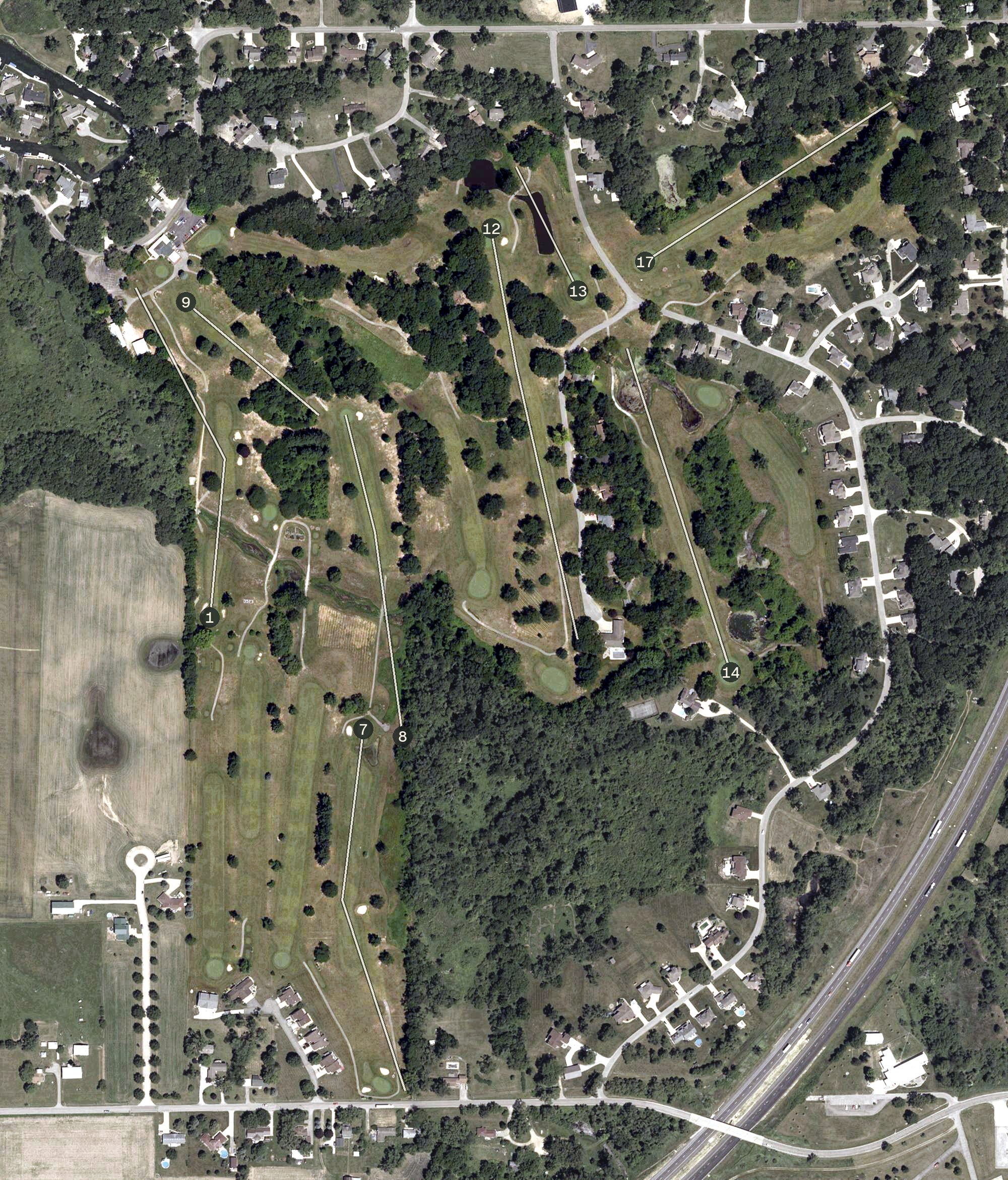 Aerial view of Lake James Golf Course, IN