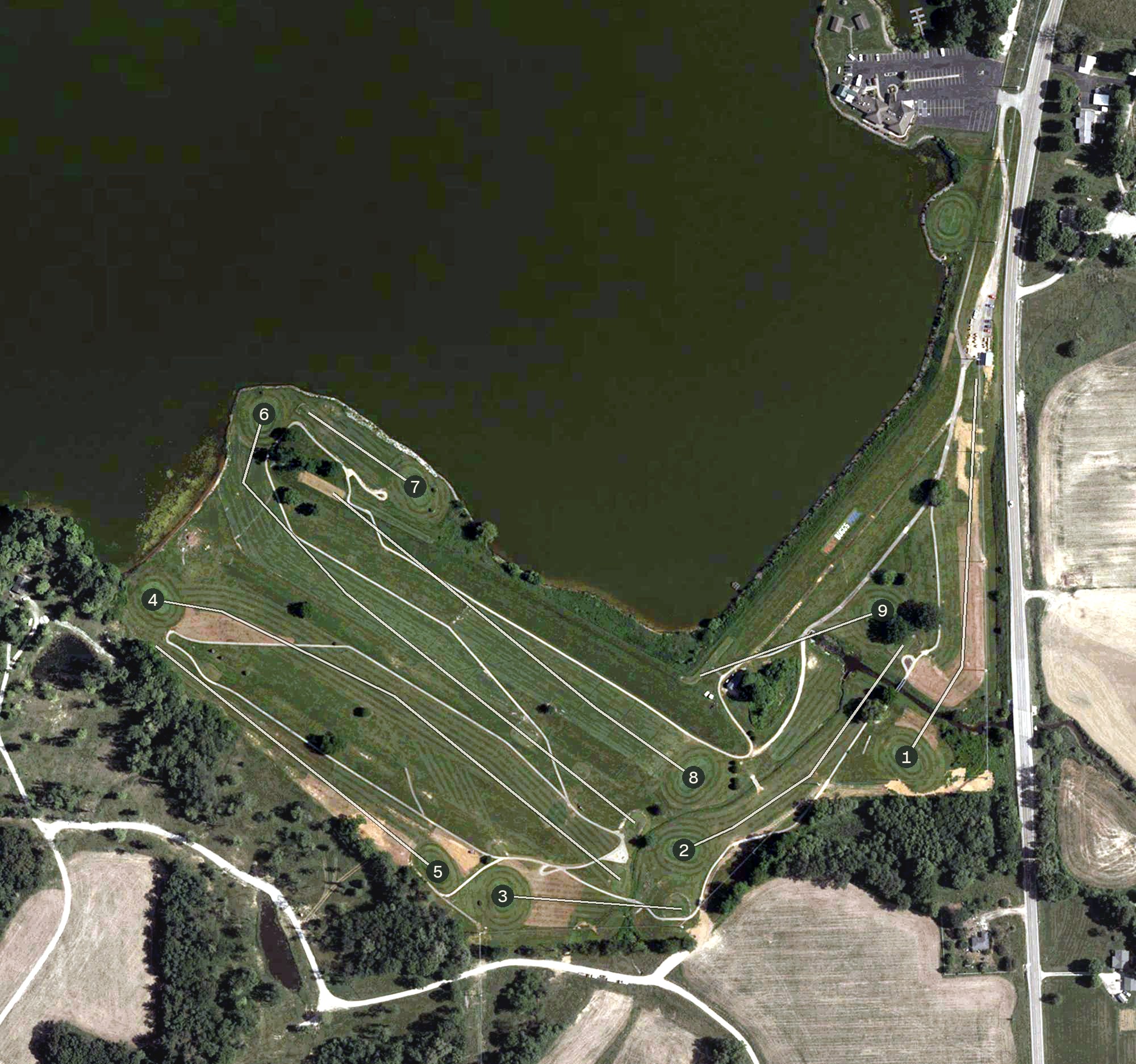 Aerial view of Lakeview Golf Course, IN