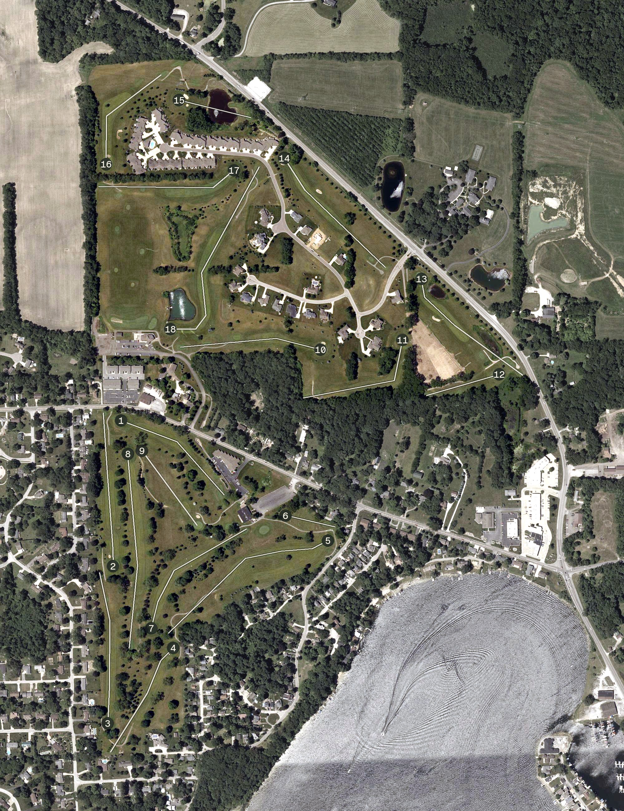 Aerial view of Legacy Hills Golf Club, IN