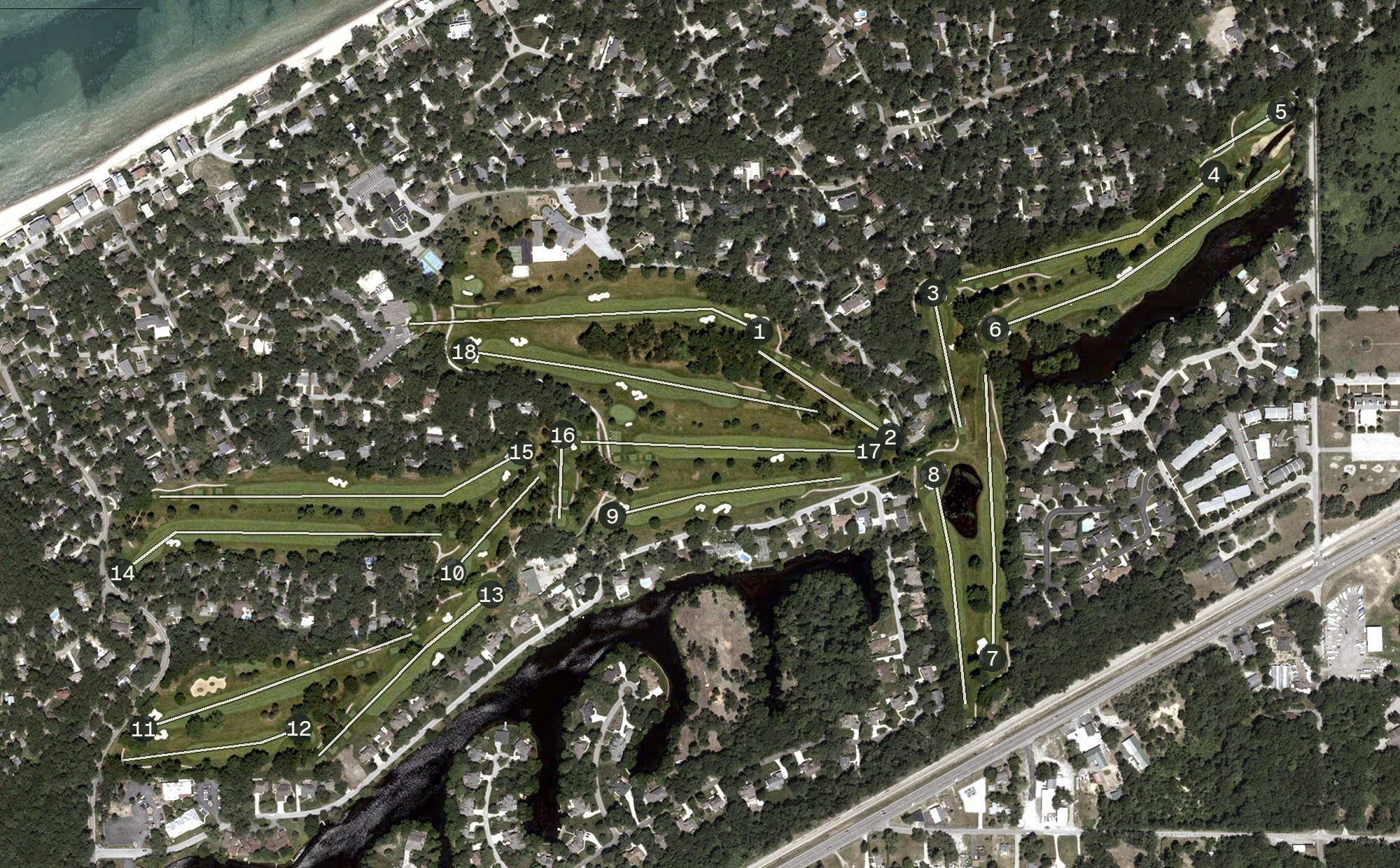 Aerial view of Long Beach Country Club, IN