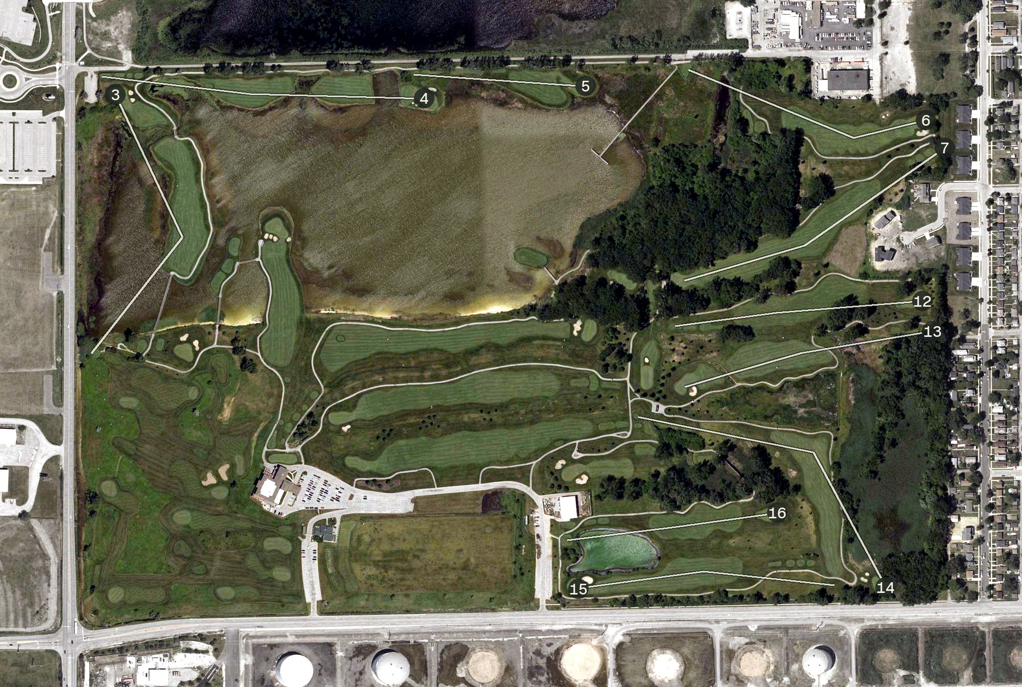 Aerial view of Lost Marsh Golf Course, IN