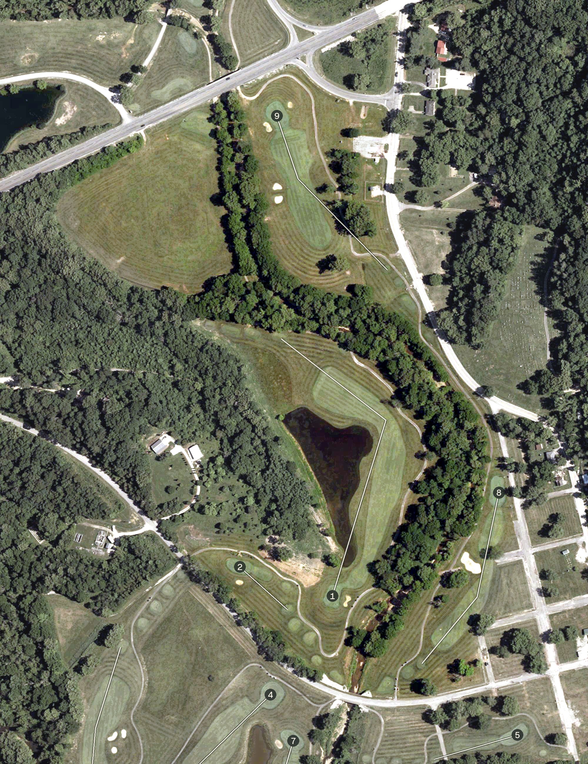 Aerial view of Lucas Oil Golf Course, IN
