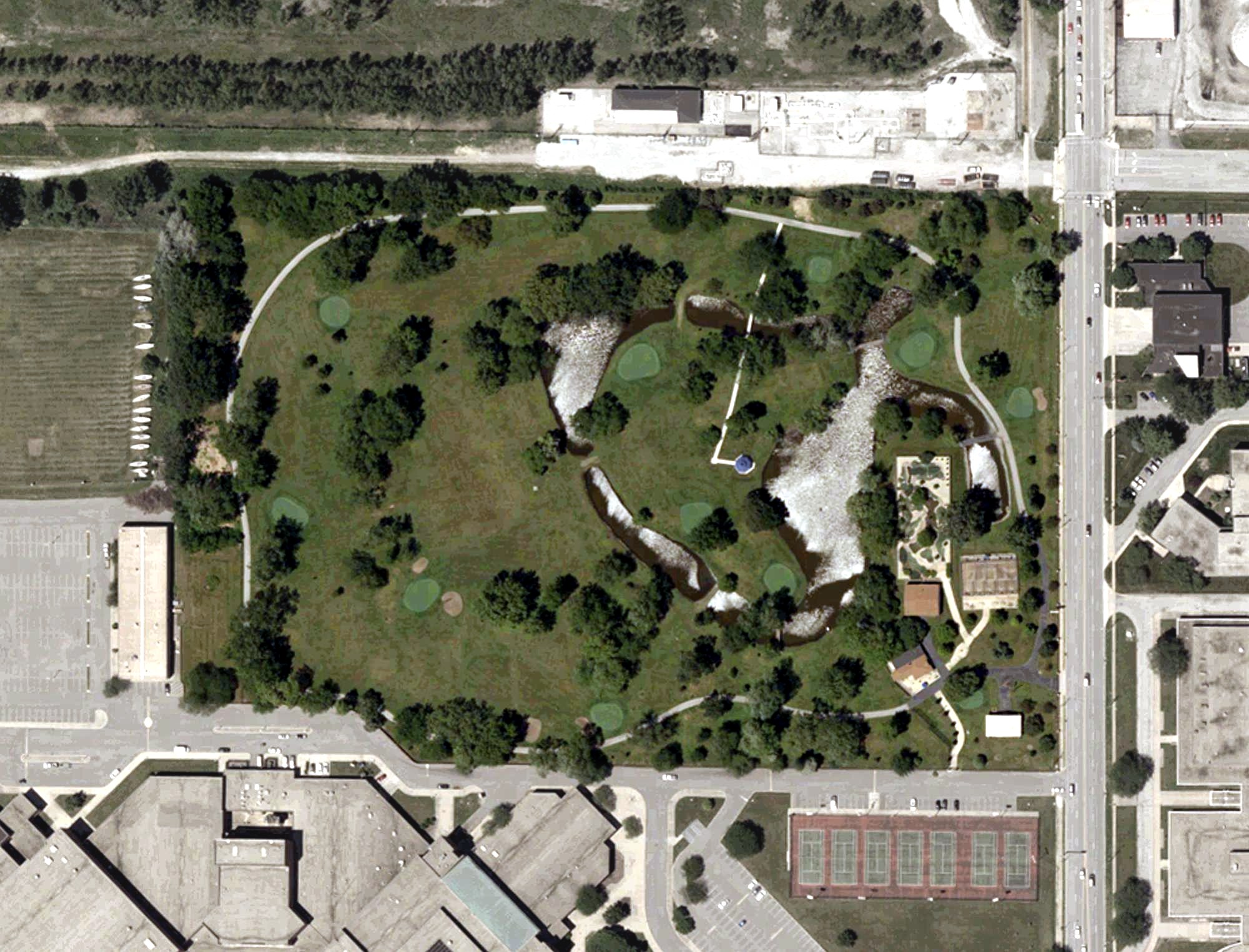Aerial view of McArthur Golf Course, IN