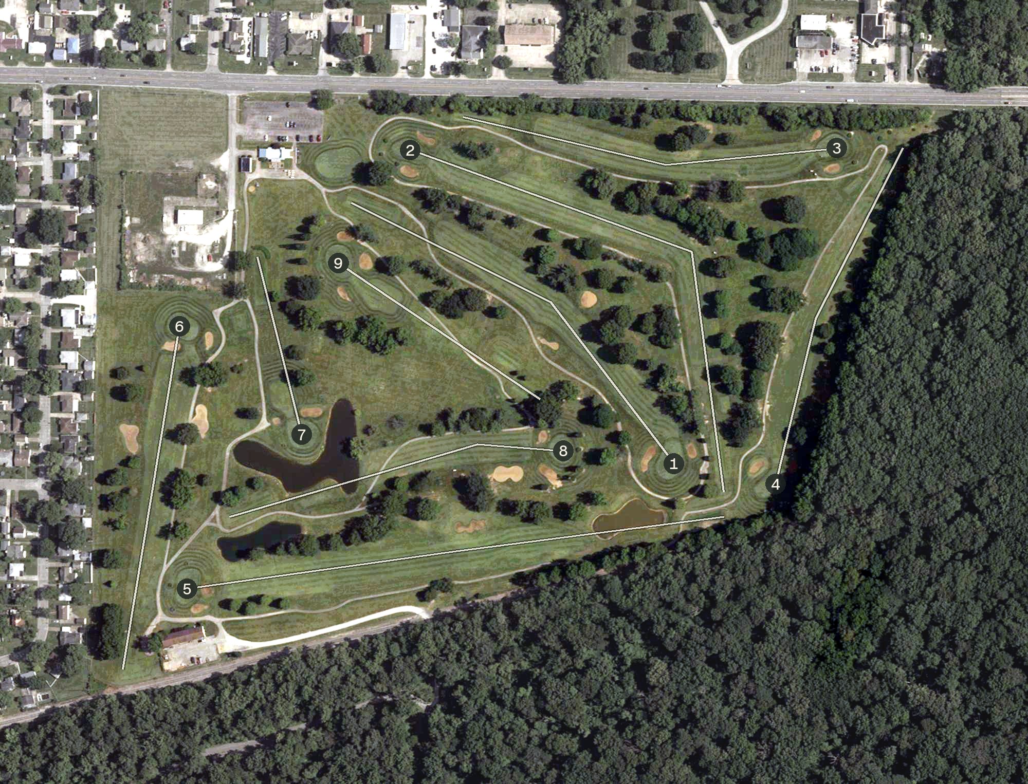 Aerial view of McDonald Golf Course, IN