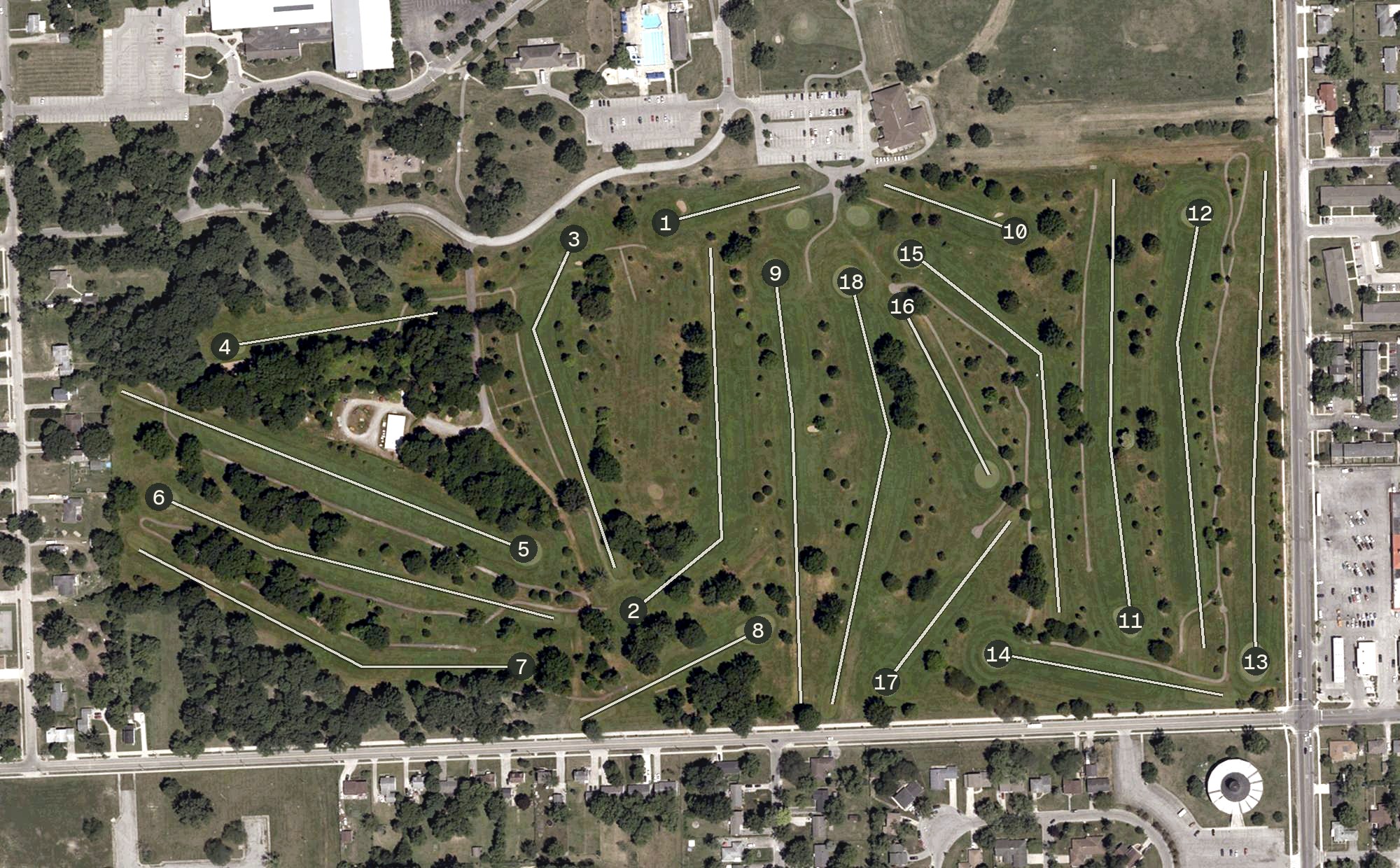 Aerial view of McMillen Park Golf Course, IN