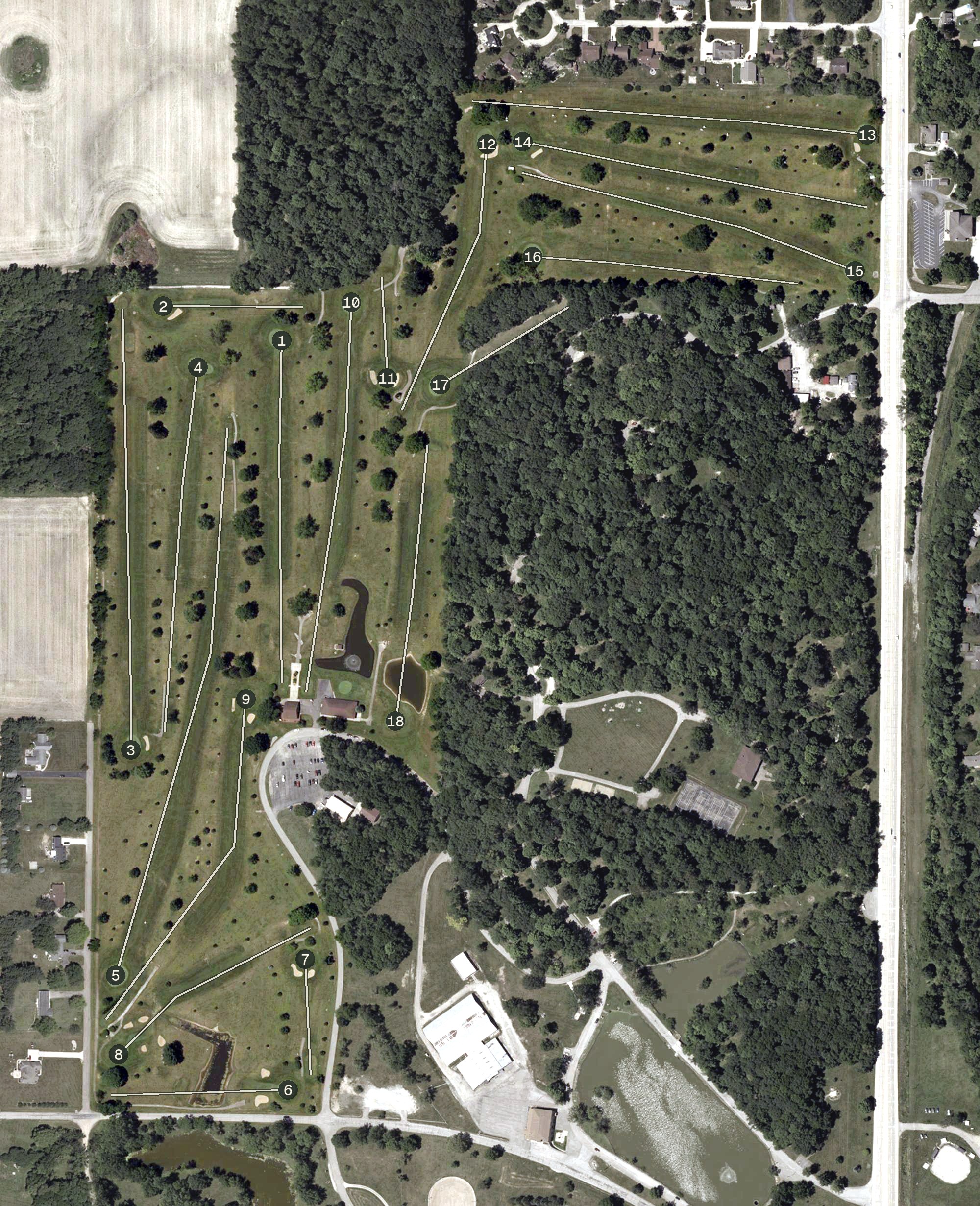 Aerial view of Memorial Park Golf Course, IN