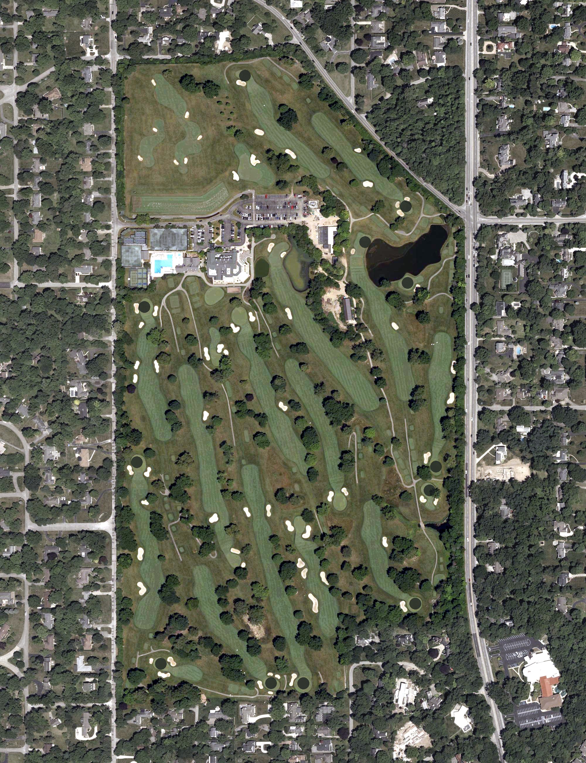 Aerial view of Meridian Hills County Club, IN