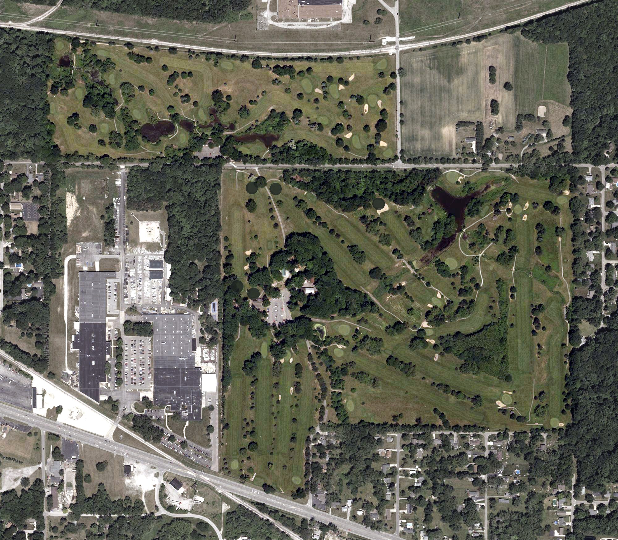 Aerial view of Michigan City Municipal Golf Course, IN