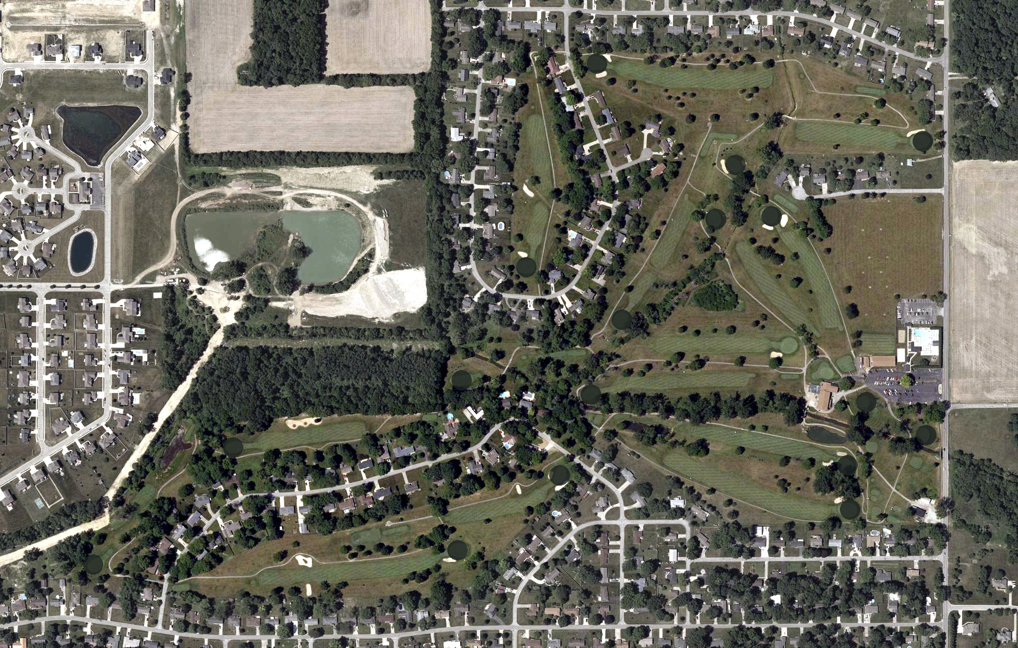 Aerial view of Muncie Elks Country Club, IN