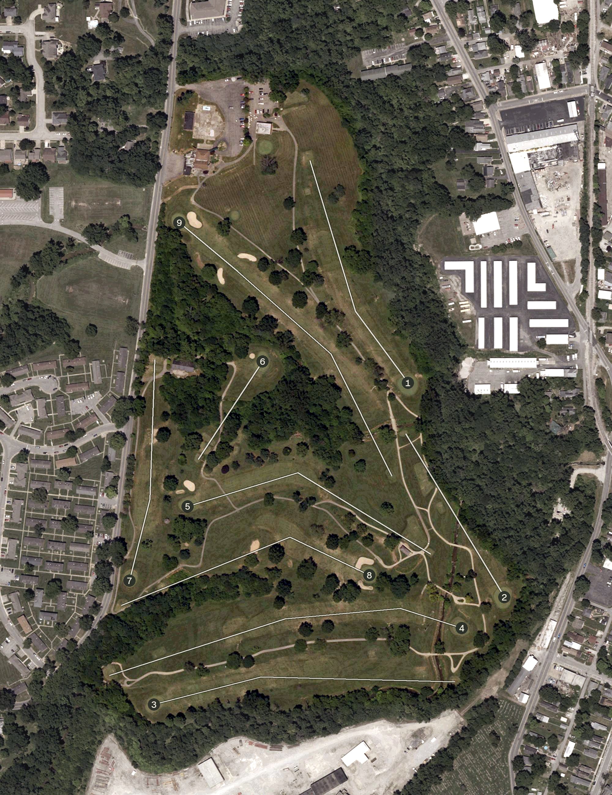 Aerial view of New Albany Golf Course, IN