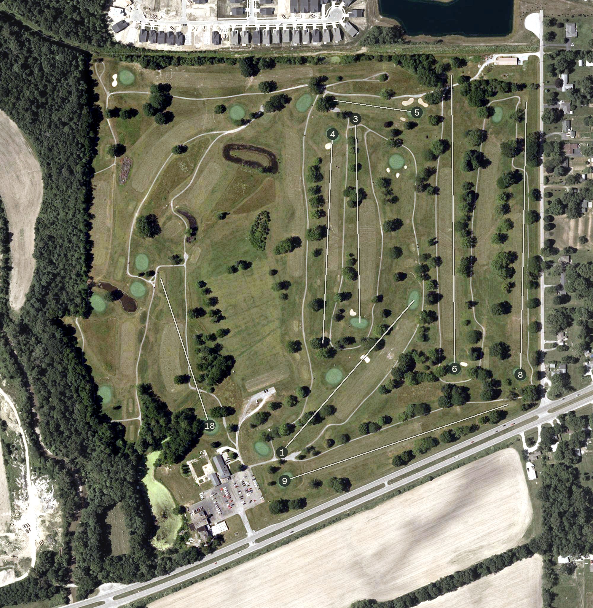Aerial view of Oaktree Golf Course, IN