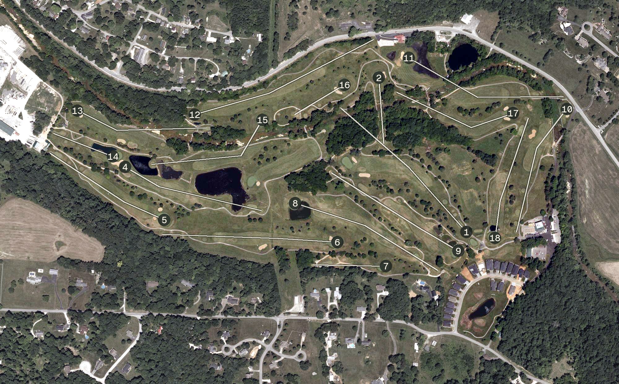 Aerial view of Old Capital Golf Club, IN