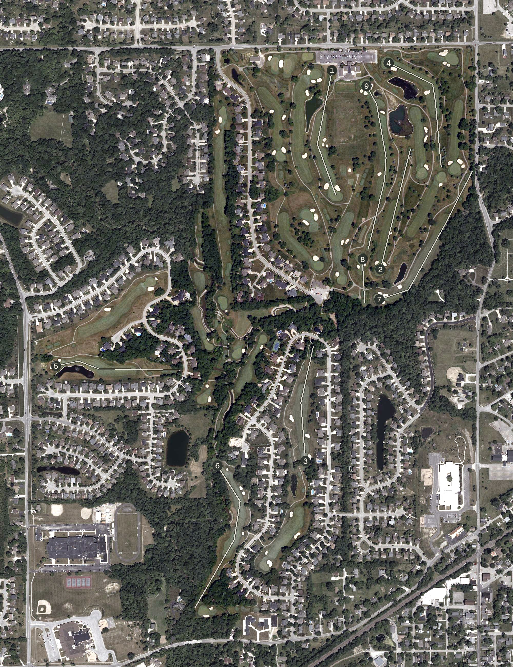 Aerial view of Old Oakland Golf Club, IN