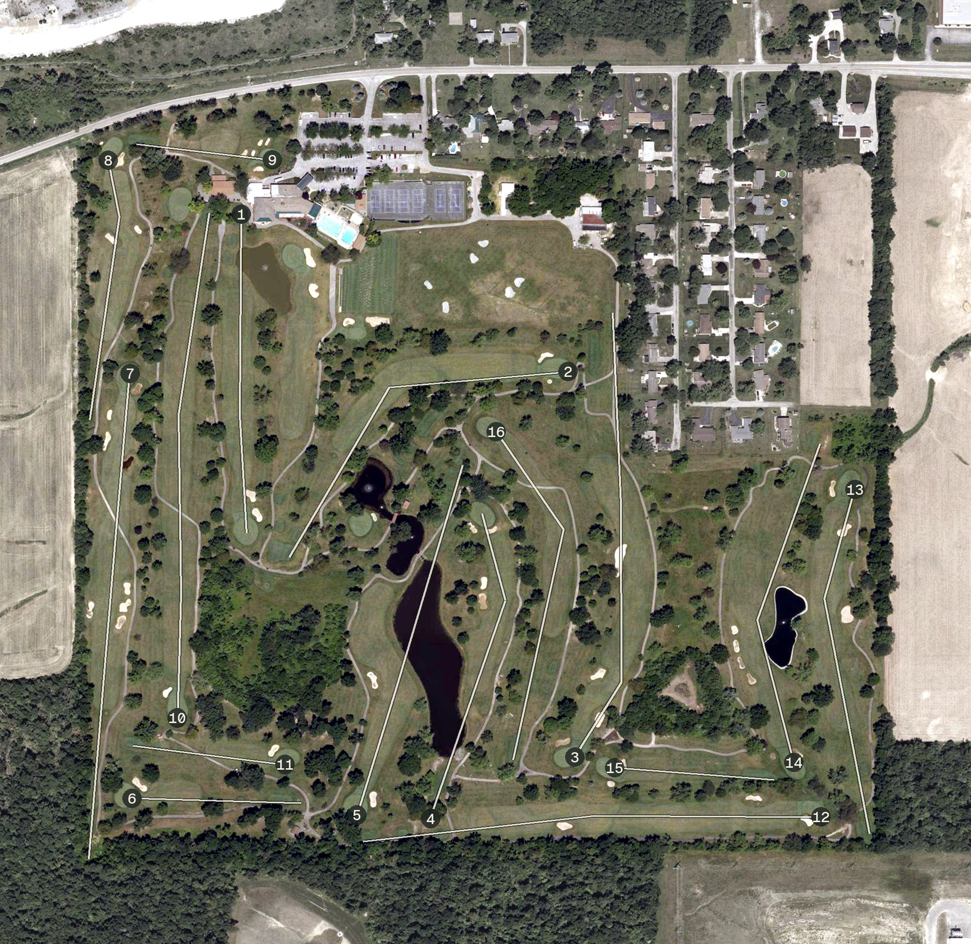 Aerial view of Orchard Ridge Country Club, IN