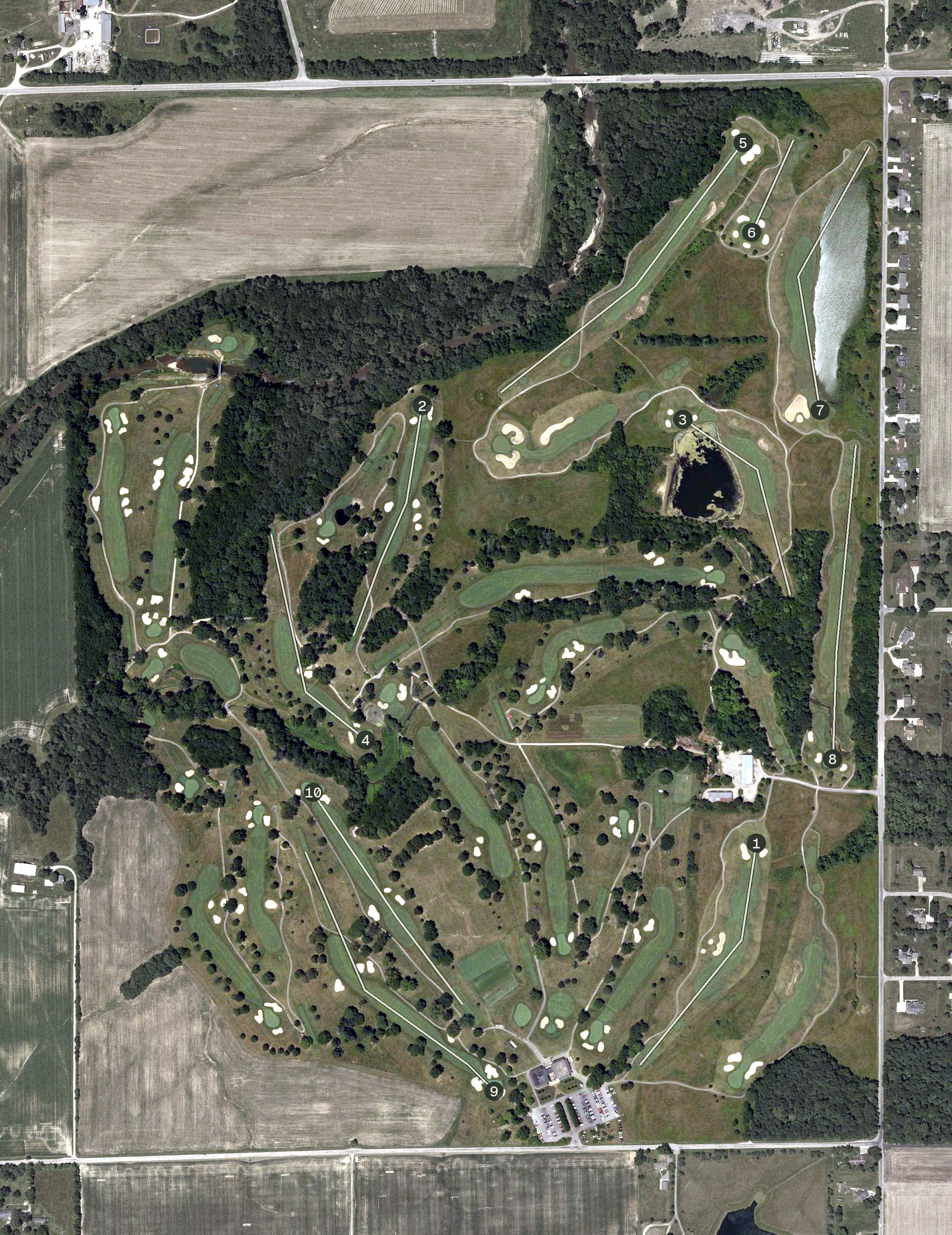 Aerial view of Otter Creek Golf Course, IN