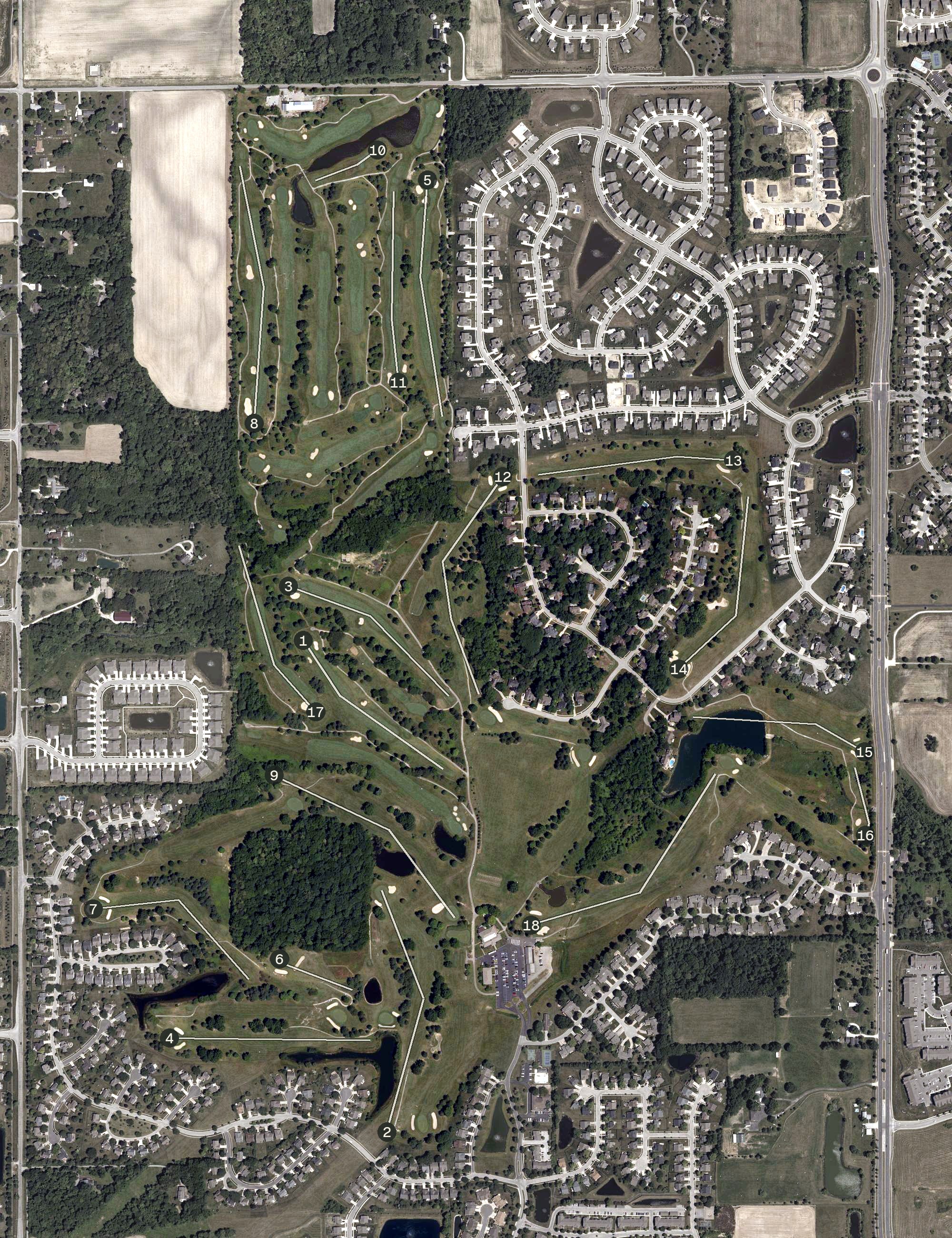 Aerial view of Pebble Brook Golf Club, IN
