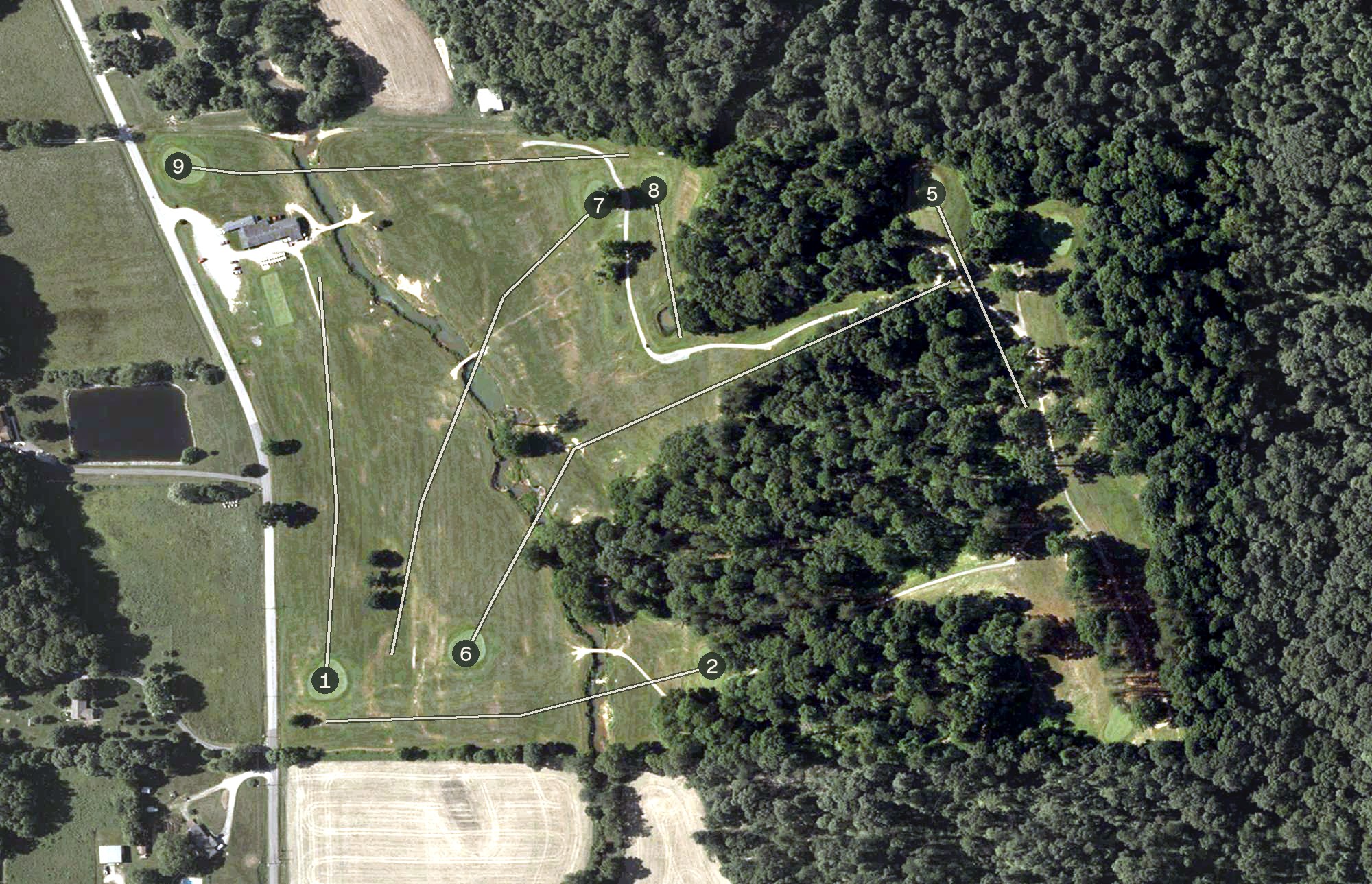 Aerial view of Pine Woods Golf Course, IN