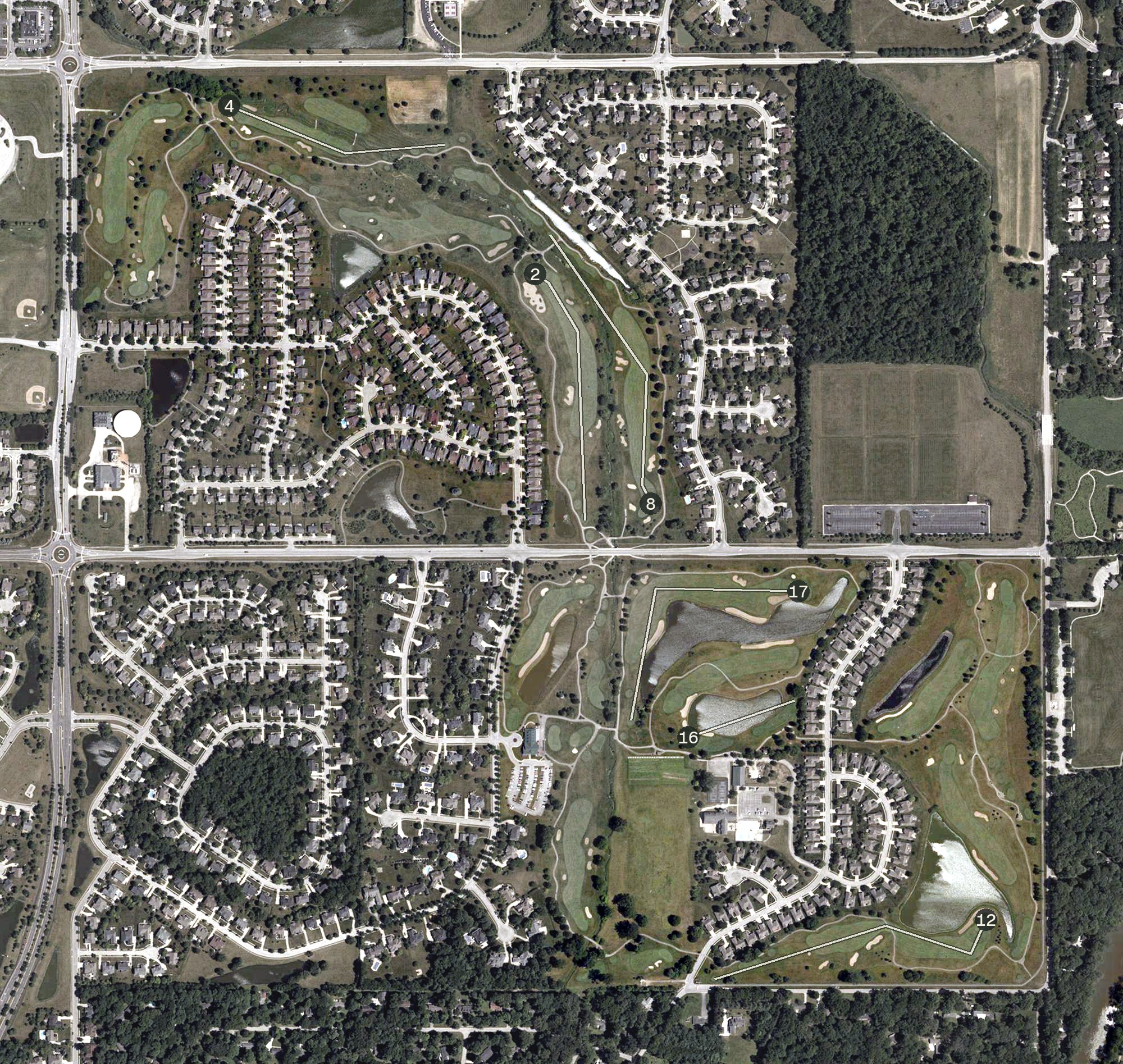 Aerial view of Plum Creek Golf Course, IN
