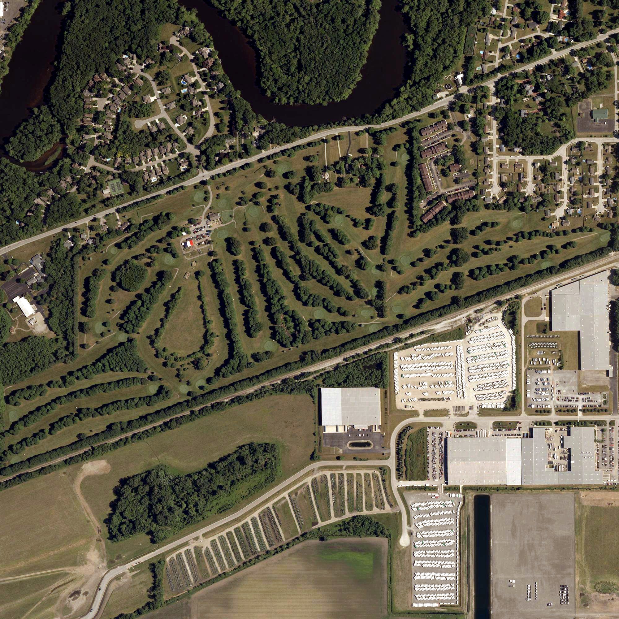 Aerial view of Raber Golf Course, IN