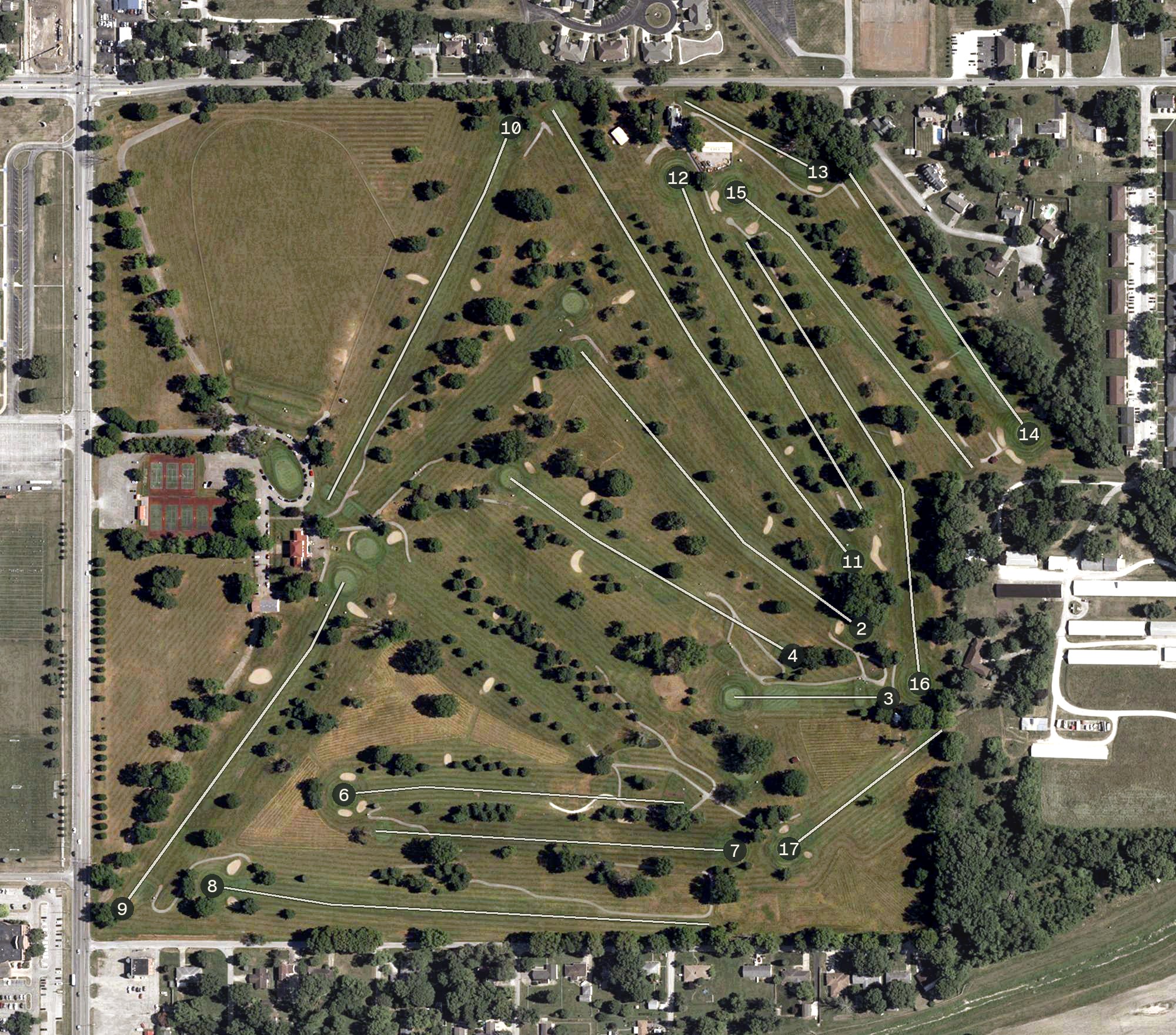 Aerial view of Rea Park Golf Course, IN