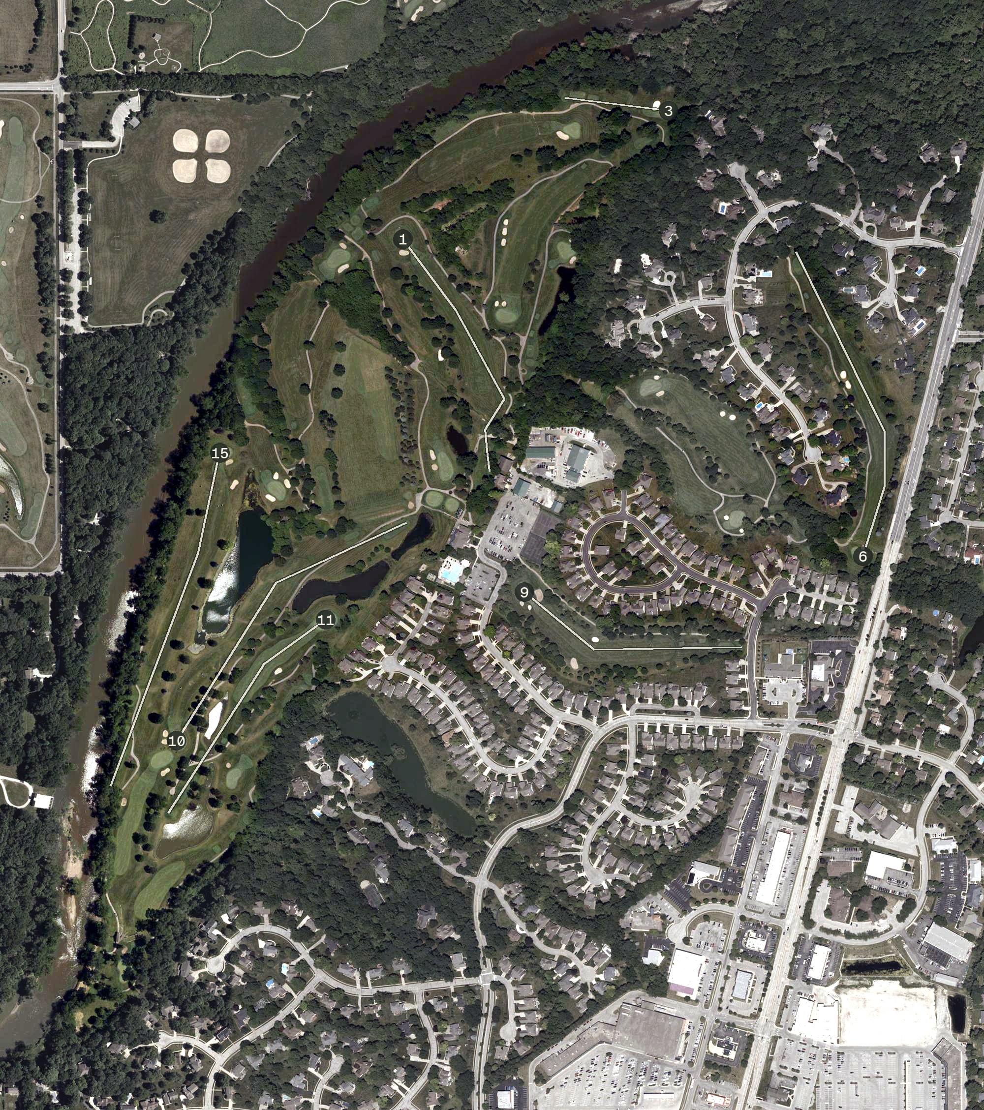 Aerial view of River Glen Country Club, IN