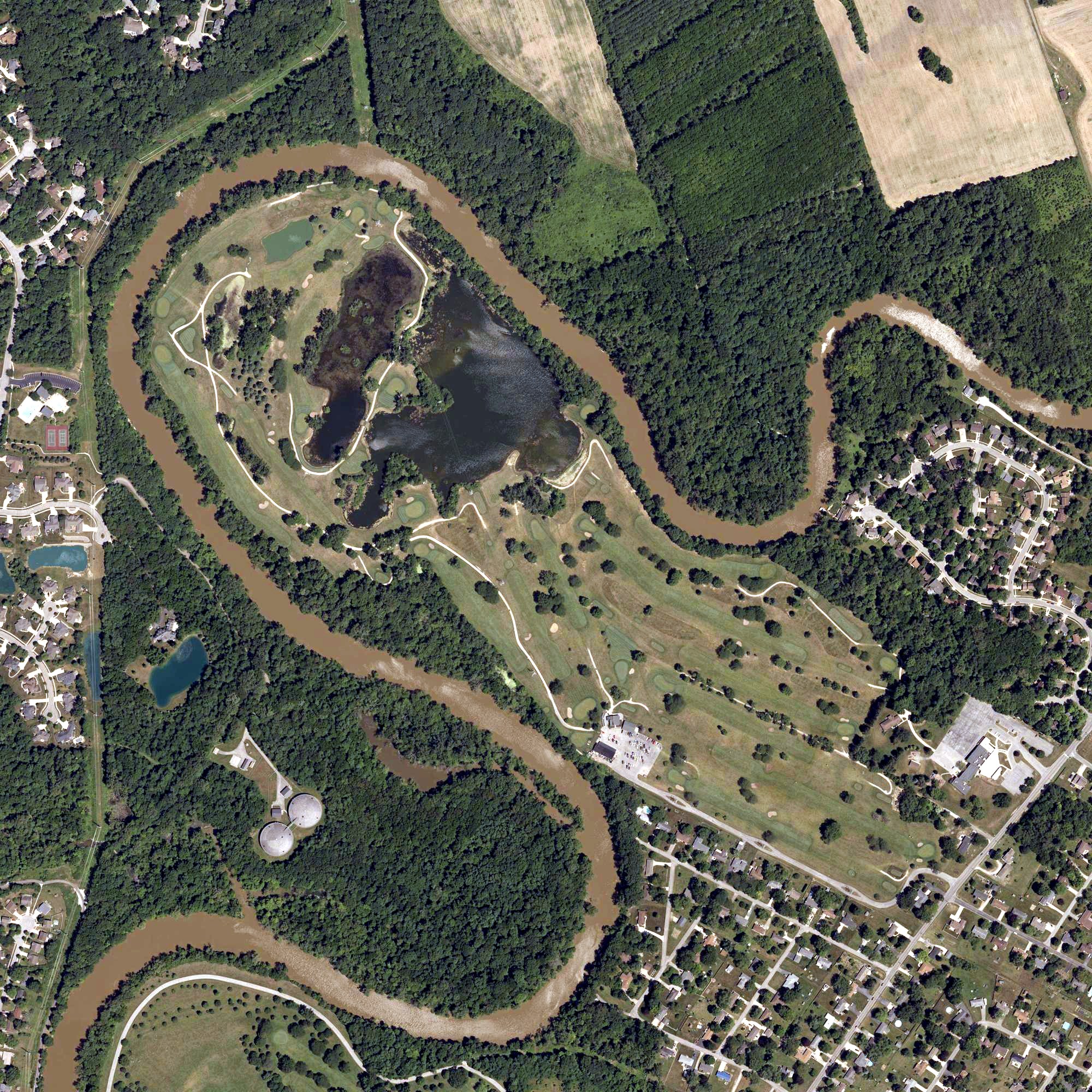Aerial view of Riverbend Golf Course, IN