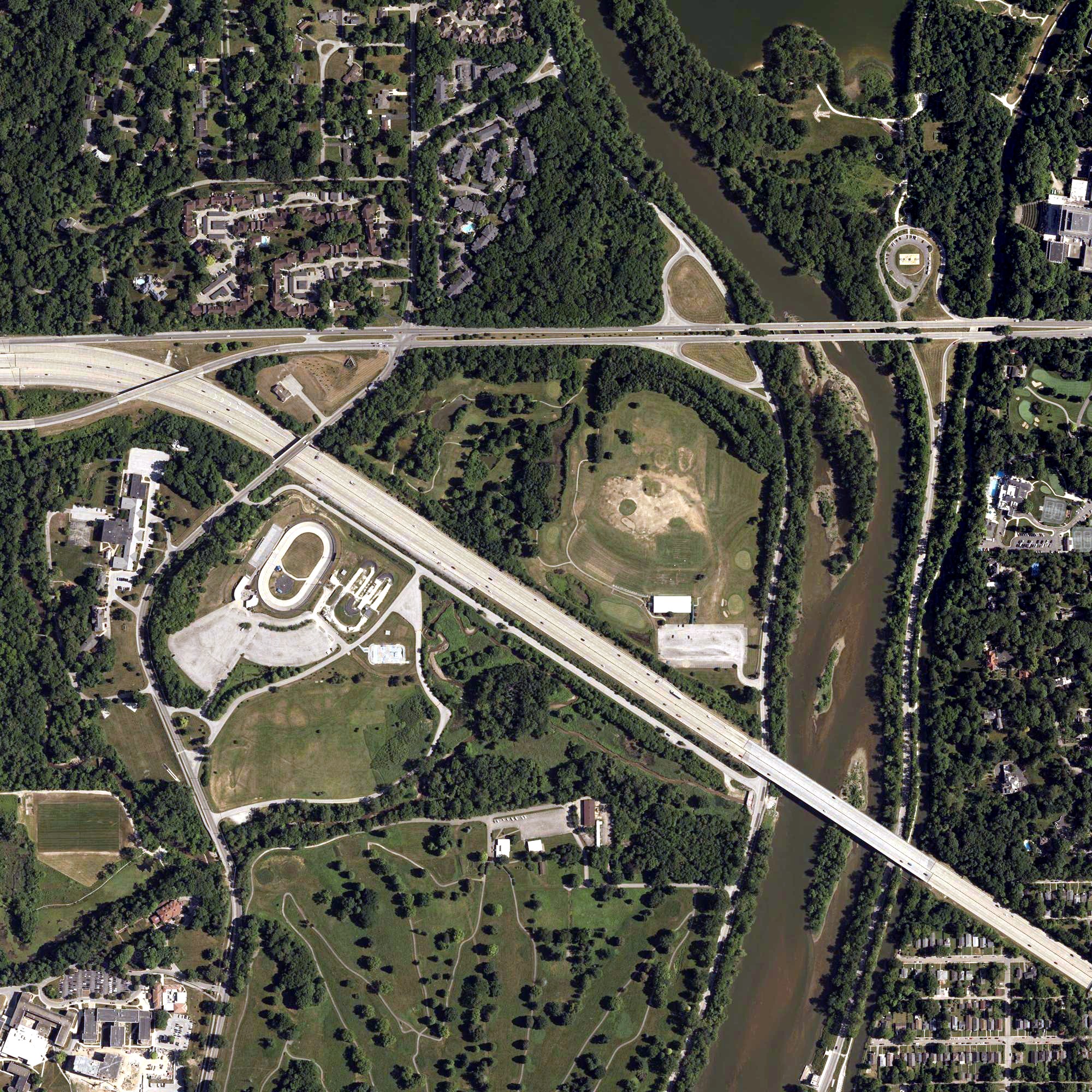 Aerial view of Riverside Golf Academy, IN