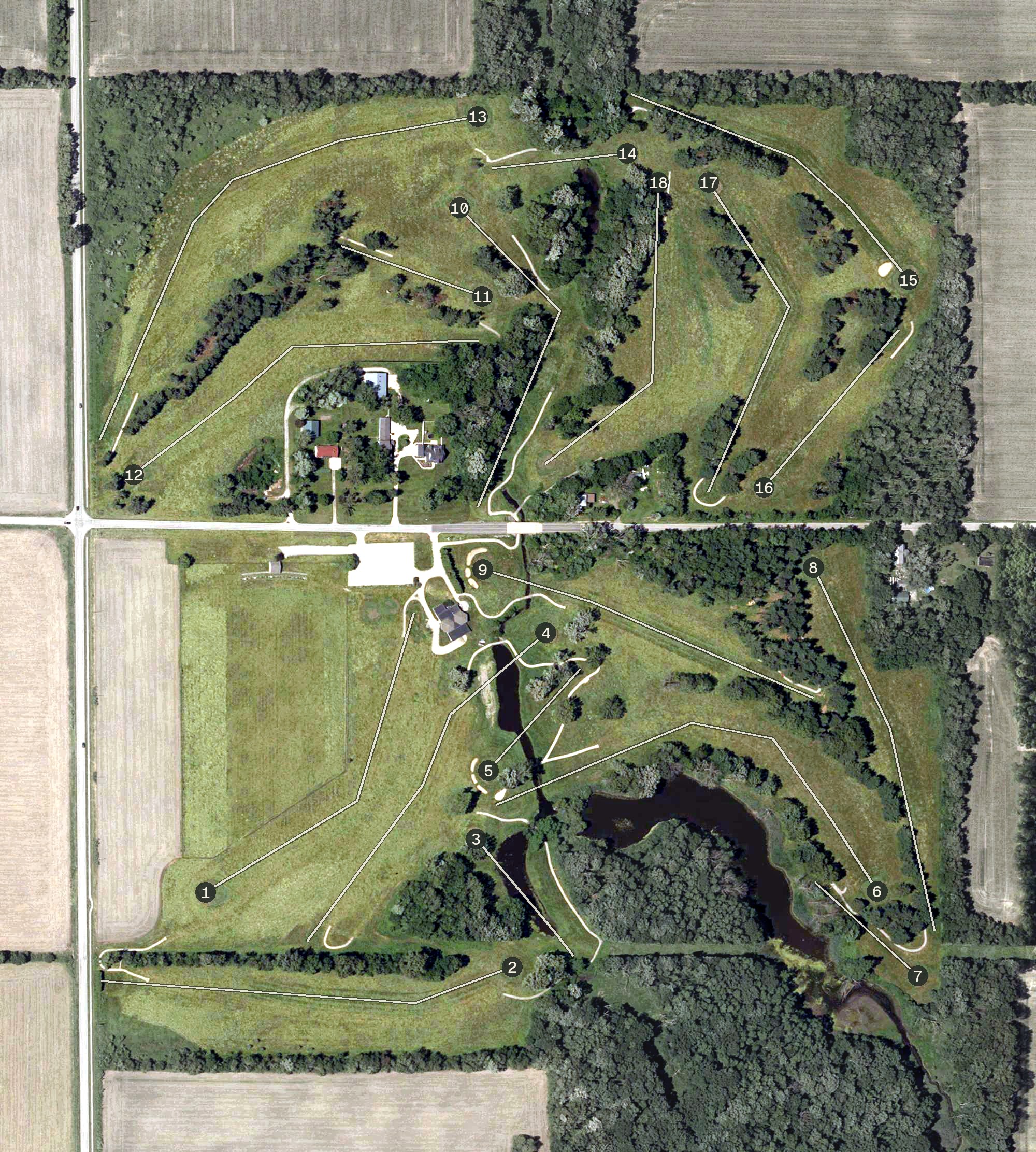 Aerial view of Robbinhurst Golf Club, IN