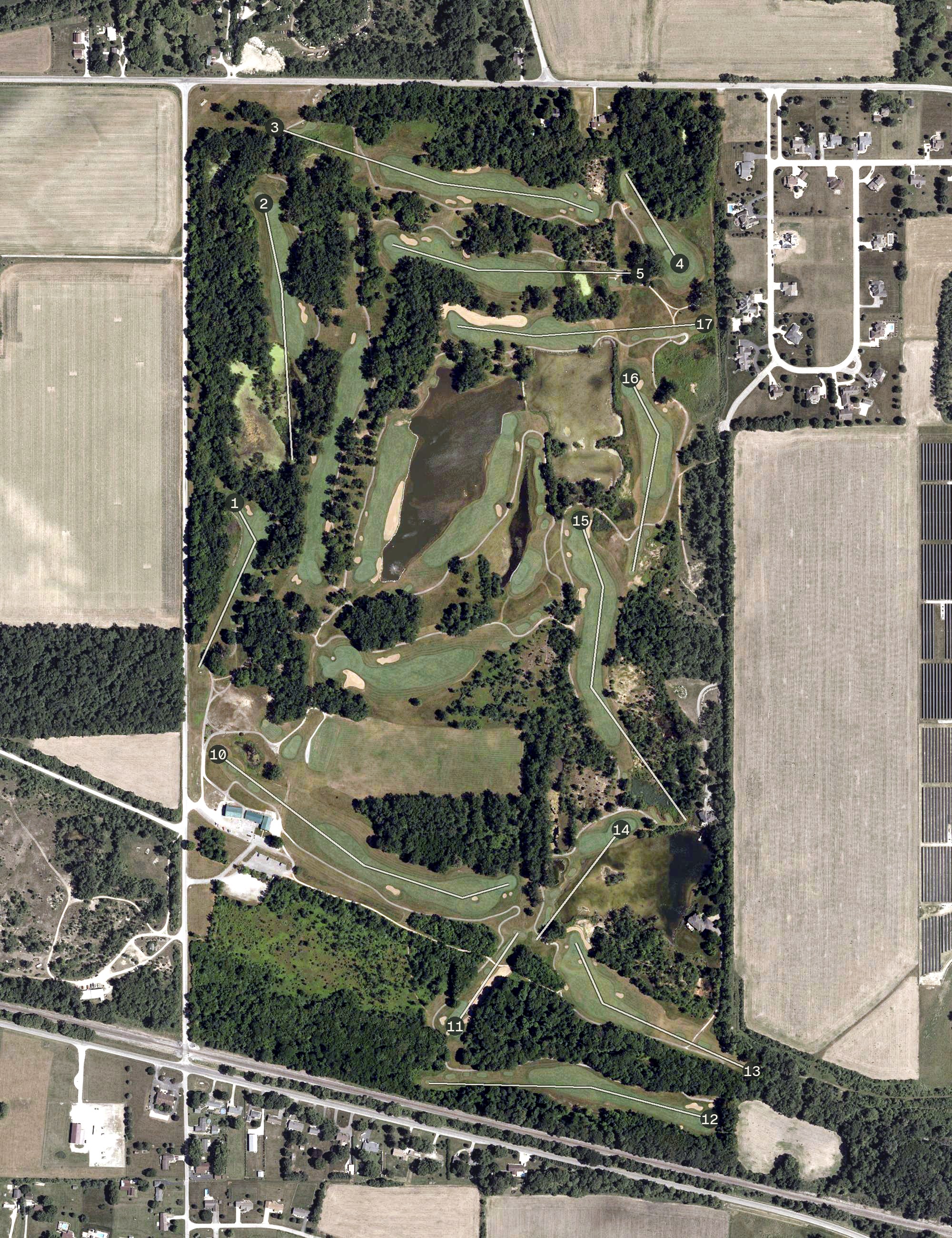 Aerial view of Rock Hollow Golf Course, IN