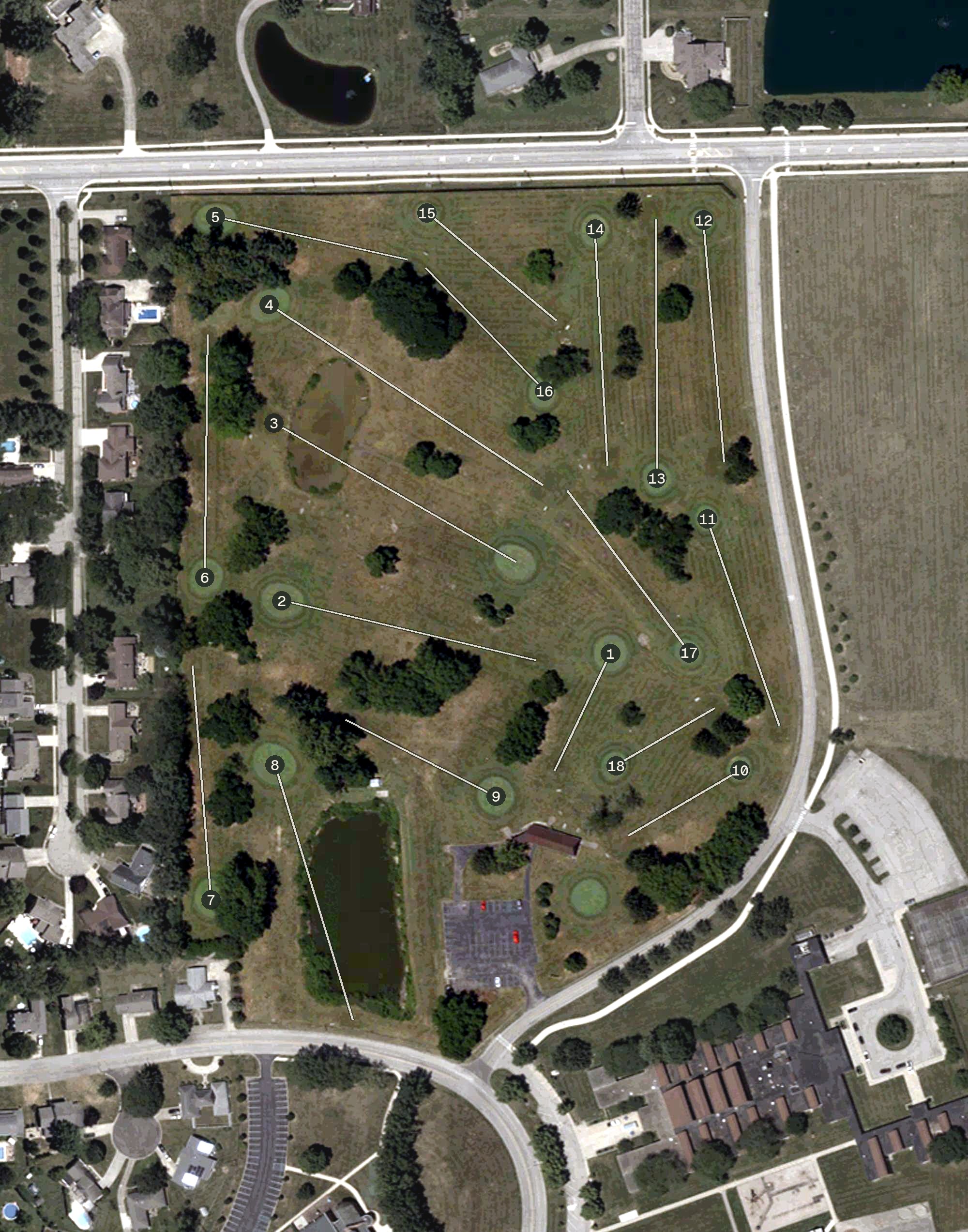 Aerial view of Rocky Ford Par 3, IN