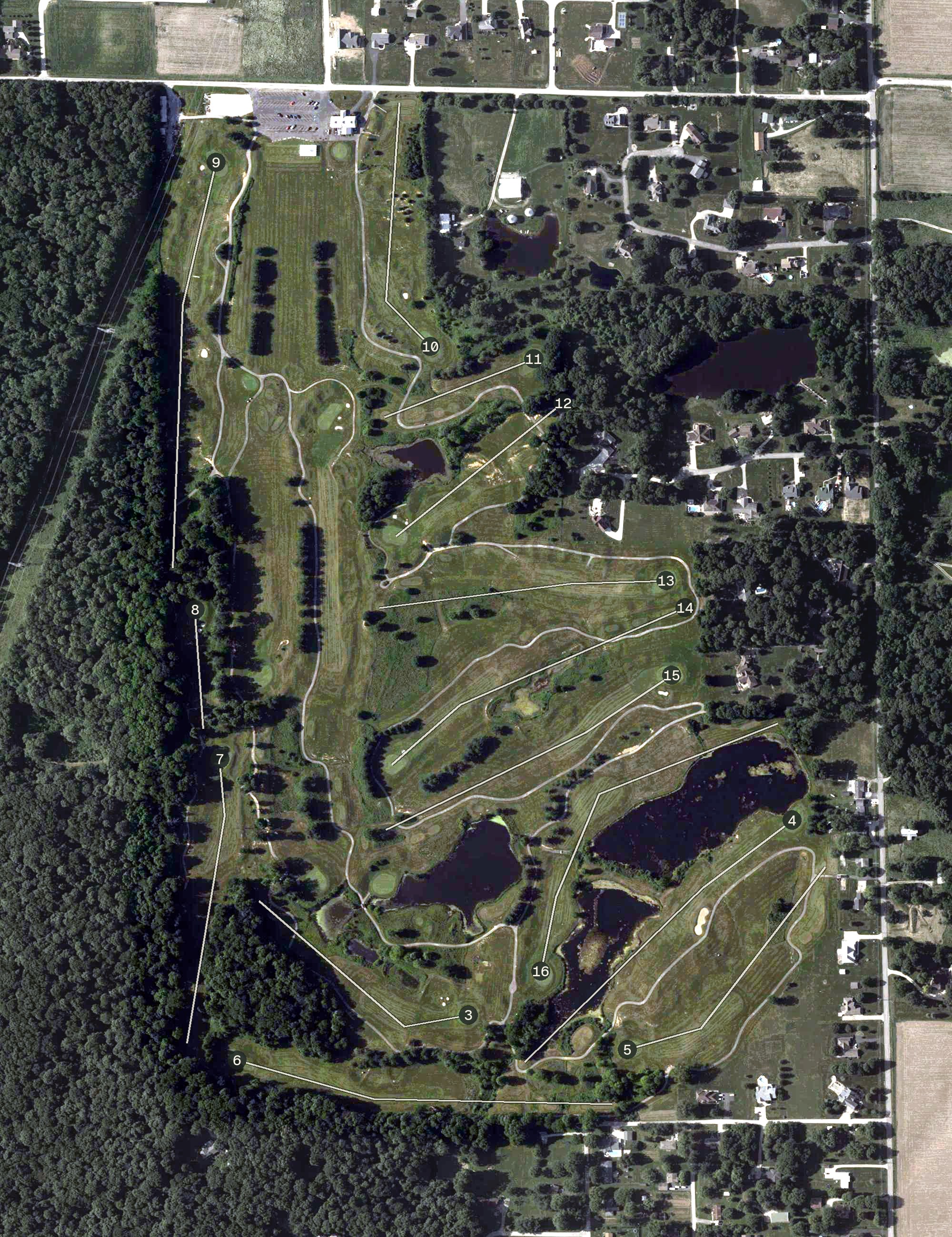 Aerial view of Rolling Meadows Golf Course, IN