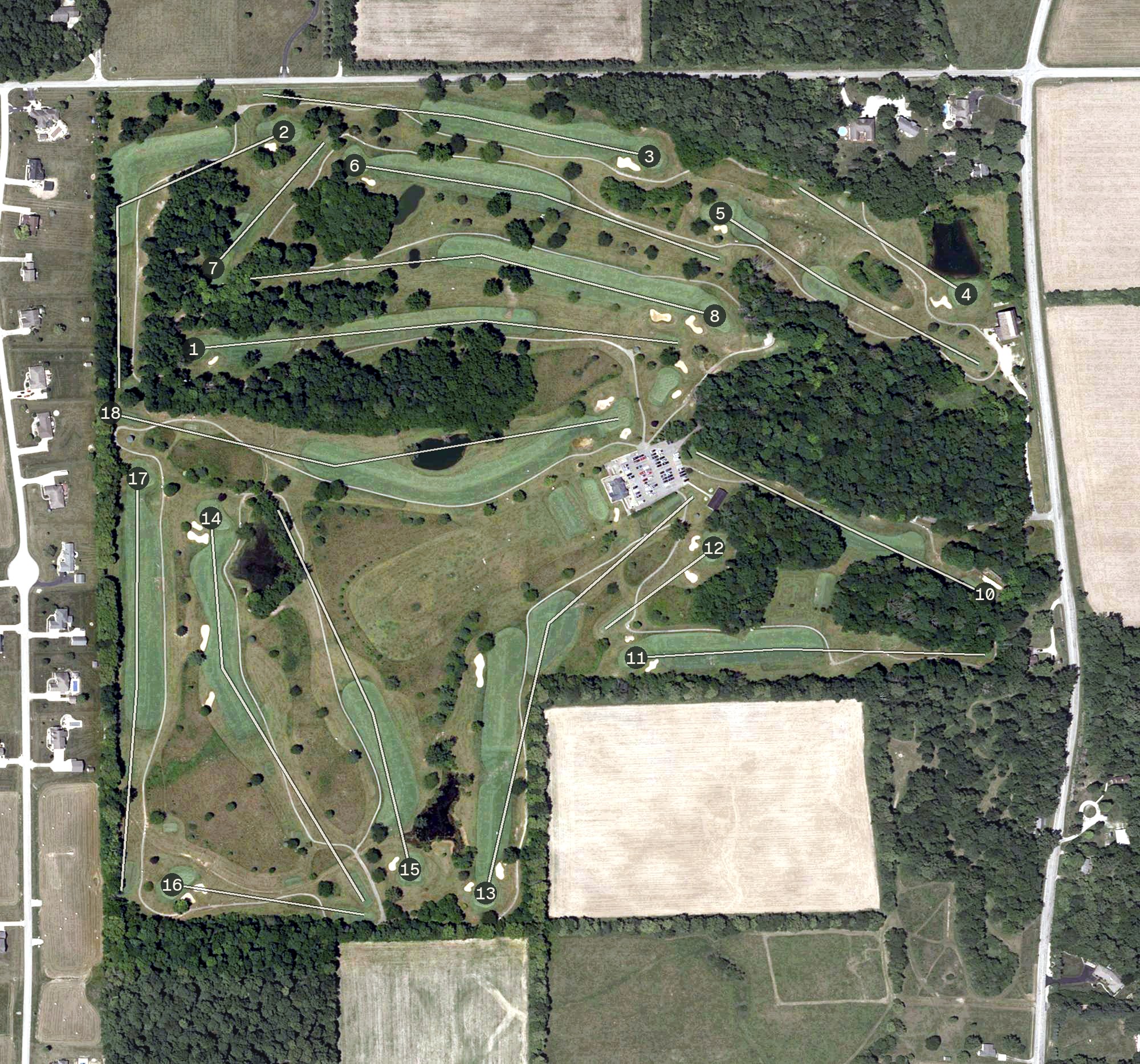Aerial view of Royal Hylands Golf Club, IN