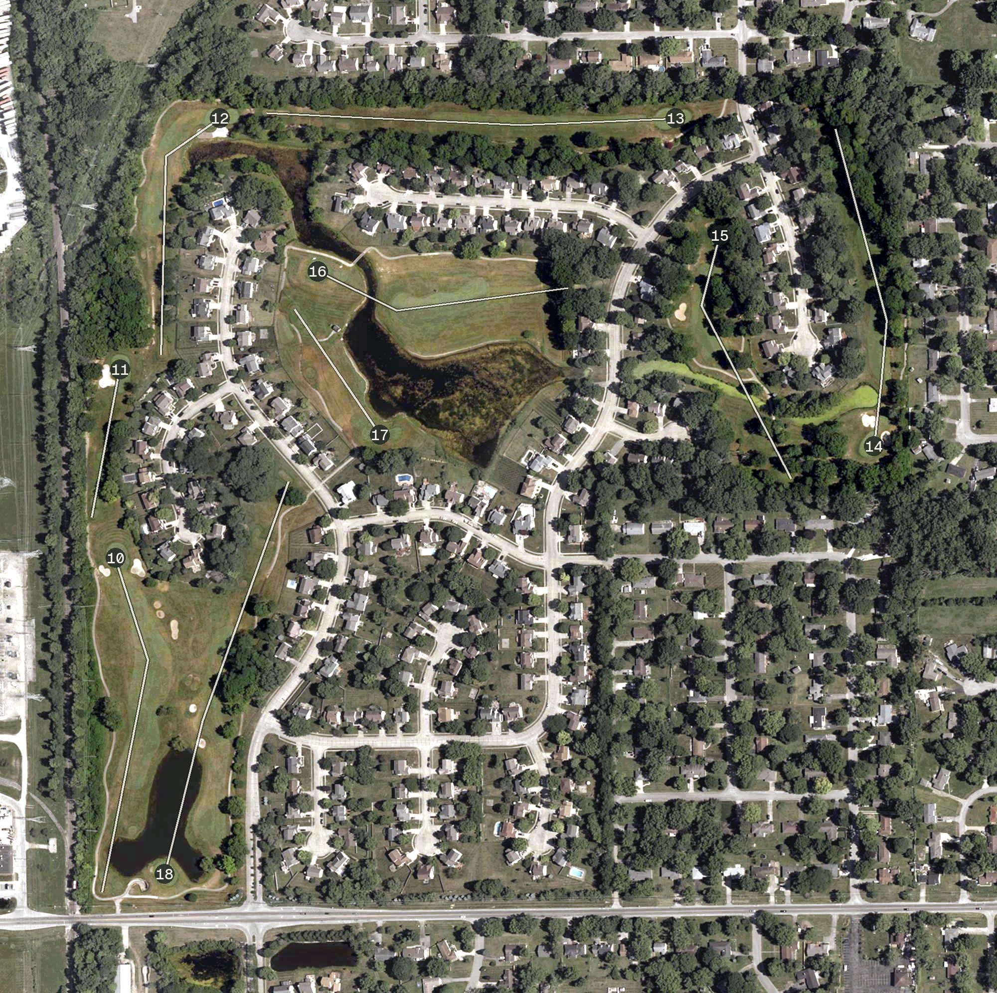 Aerial view of SaddleBrook Golf Club, IN