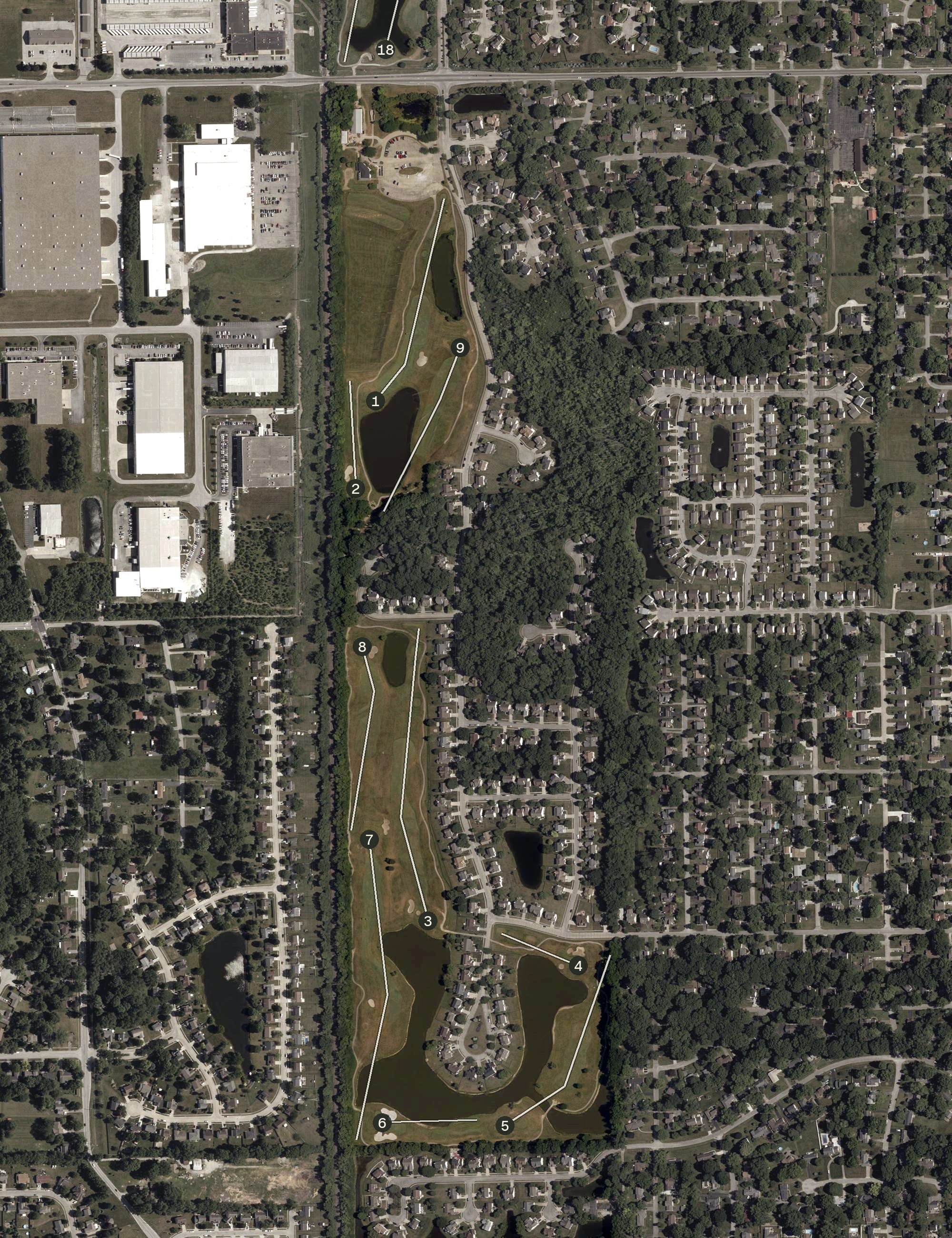 Aerial view of Saddlebrook Golf Course, IN