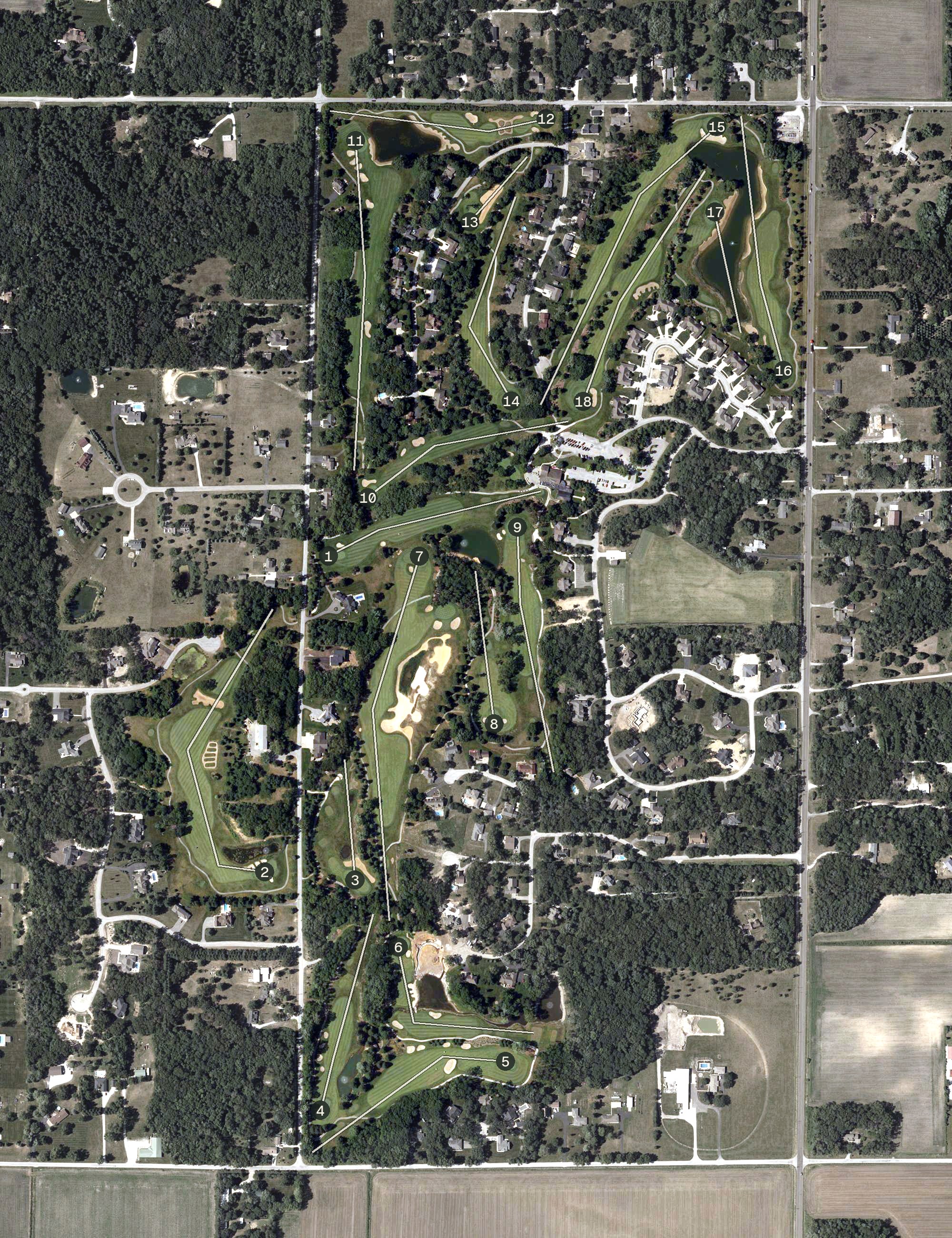 Aerial view of Sandy Pines Golf Course, IN