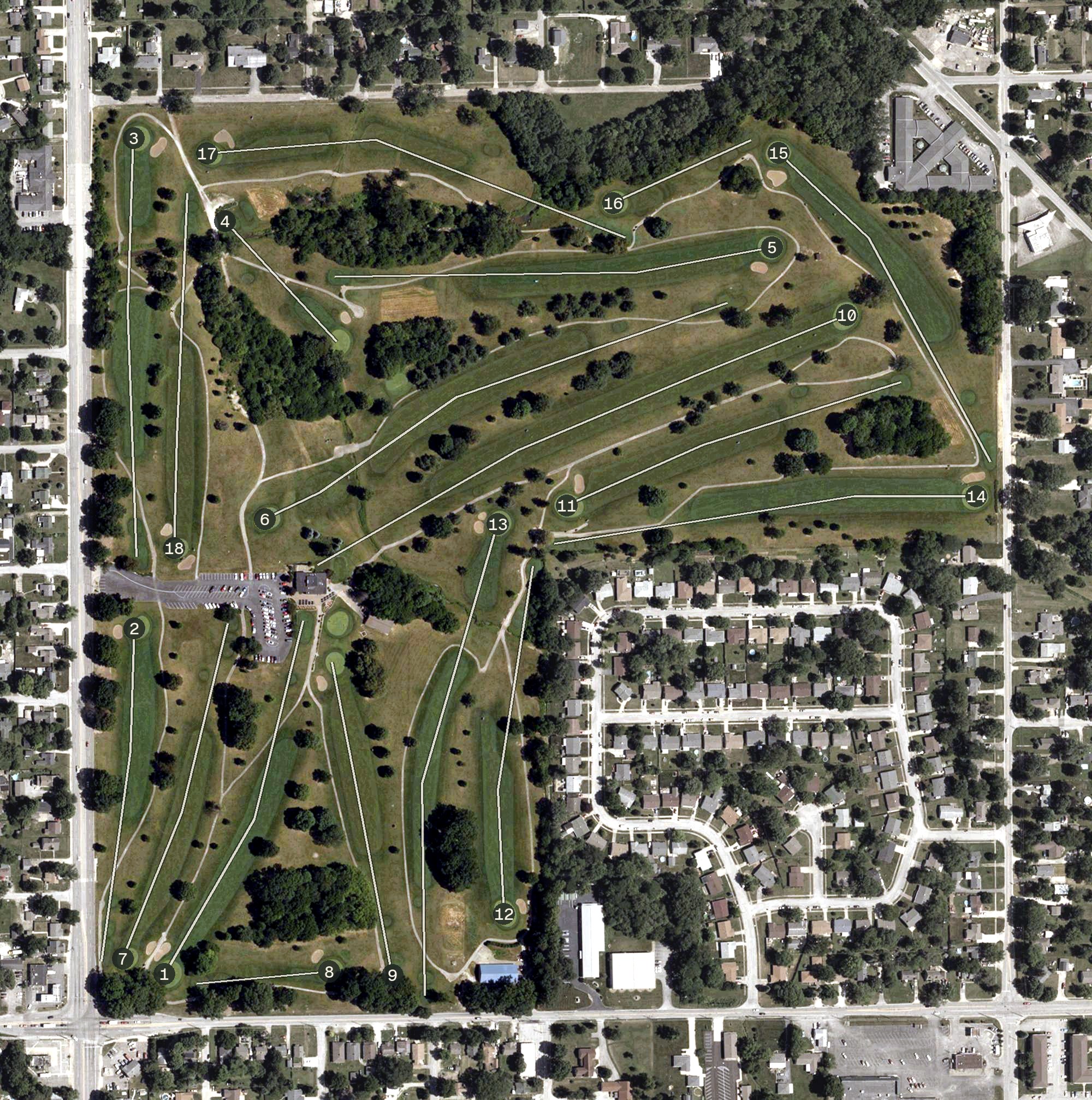 Aerial view of Sarah Shank Golf Course, IN