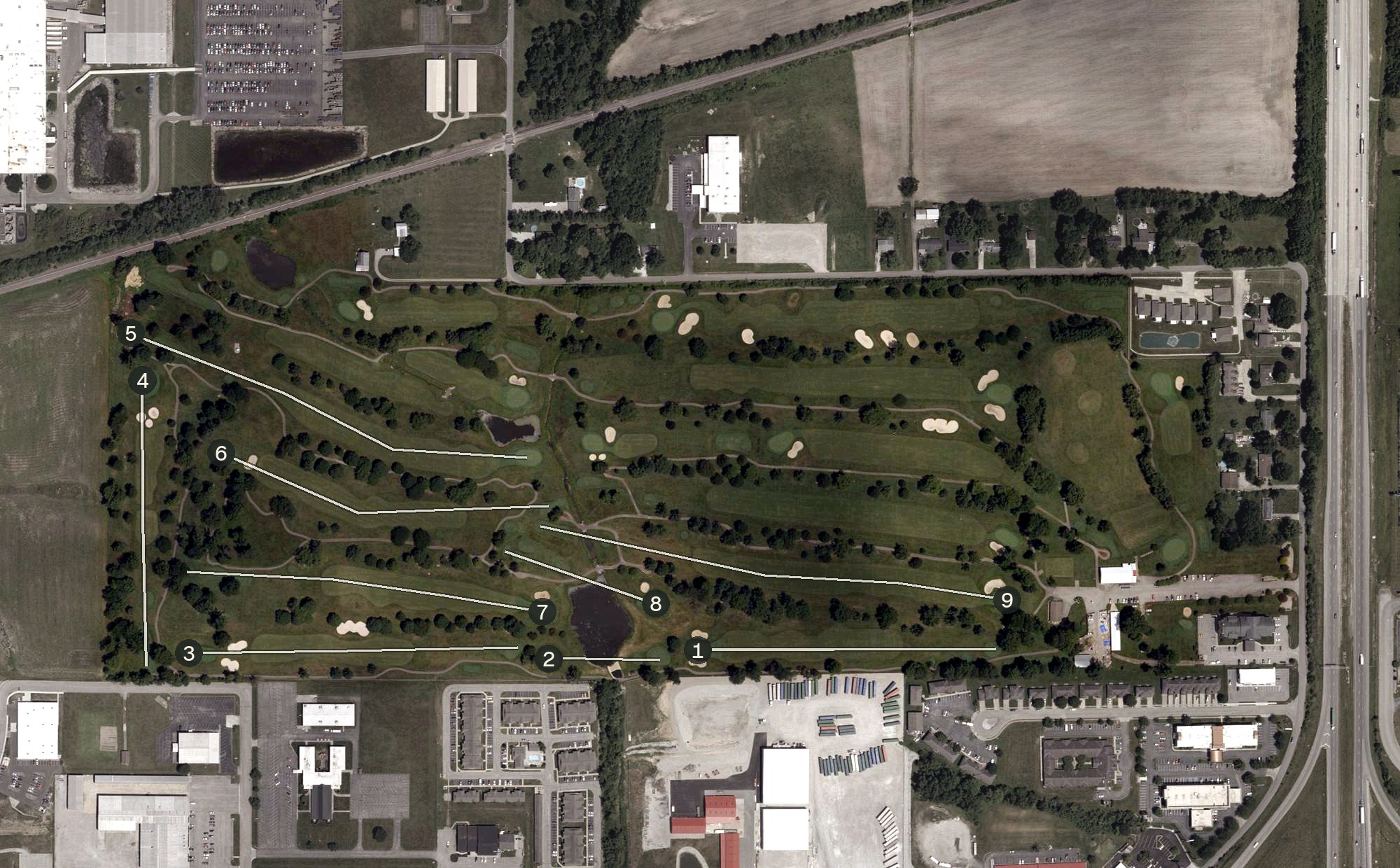 Aerial view of Shadowood Golf Course, IN