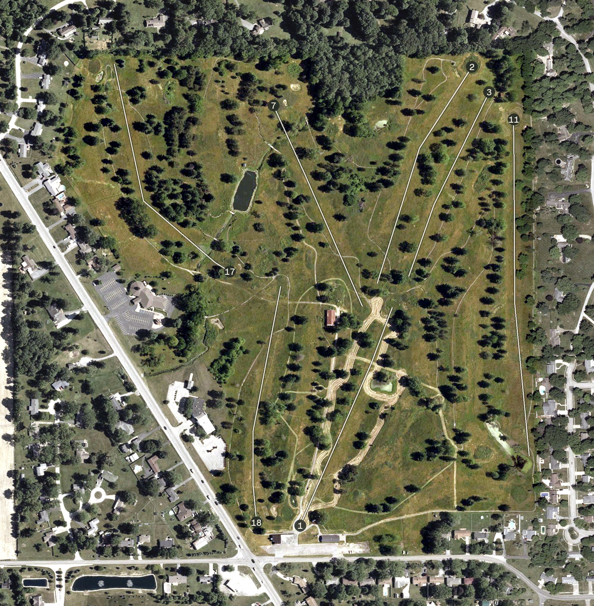 Aerial view of Shady Hills Golf Course, IN