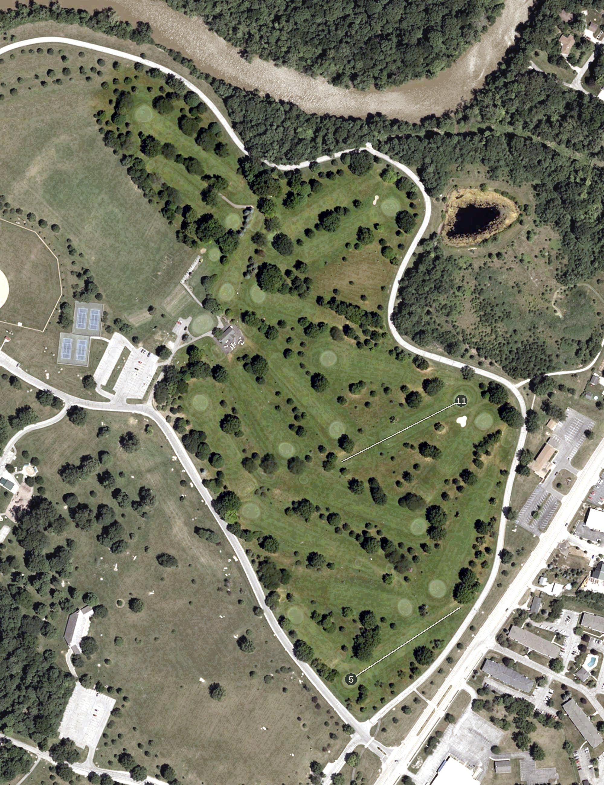 Aerial view of Shoaff Park Golf Course, IN