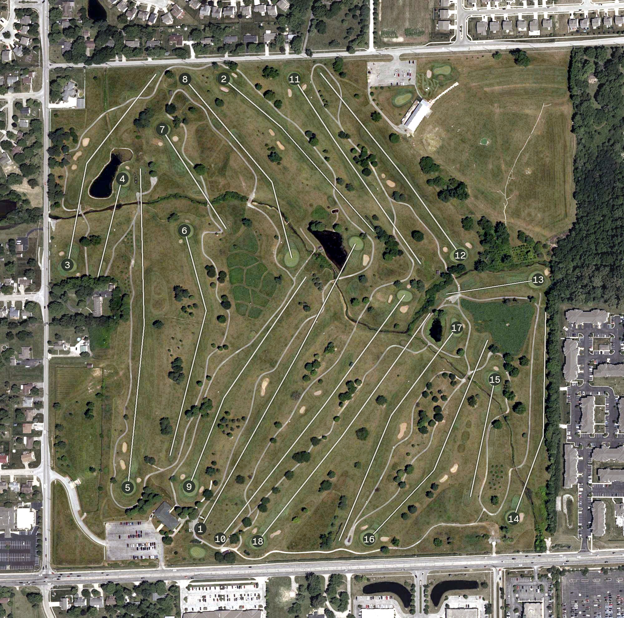 Aerial view of Smock Golf Course, IN