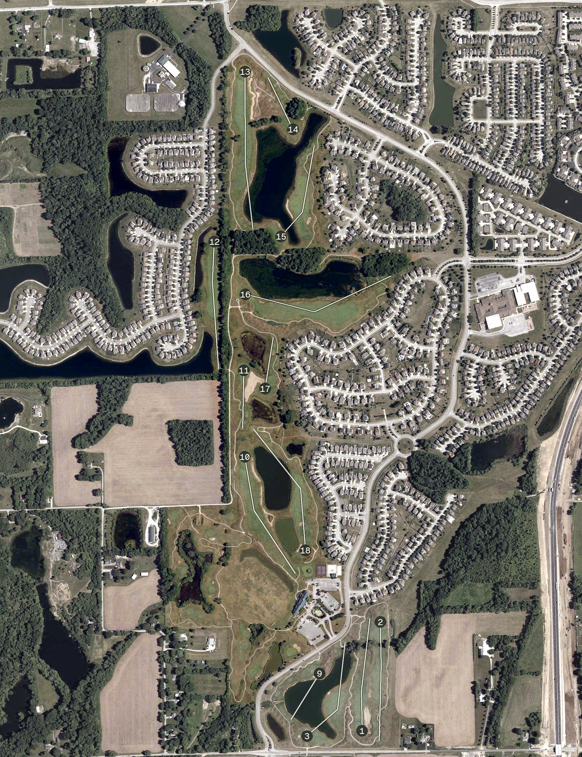Aerial view of Southern Dunes Golf Course, IN