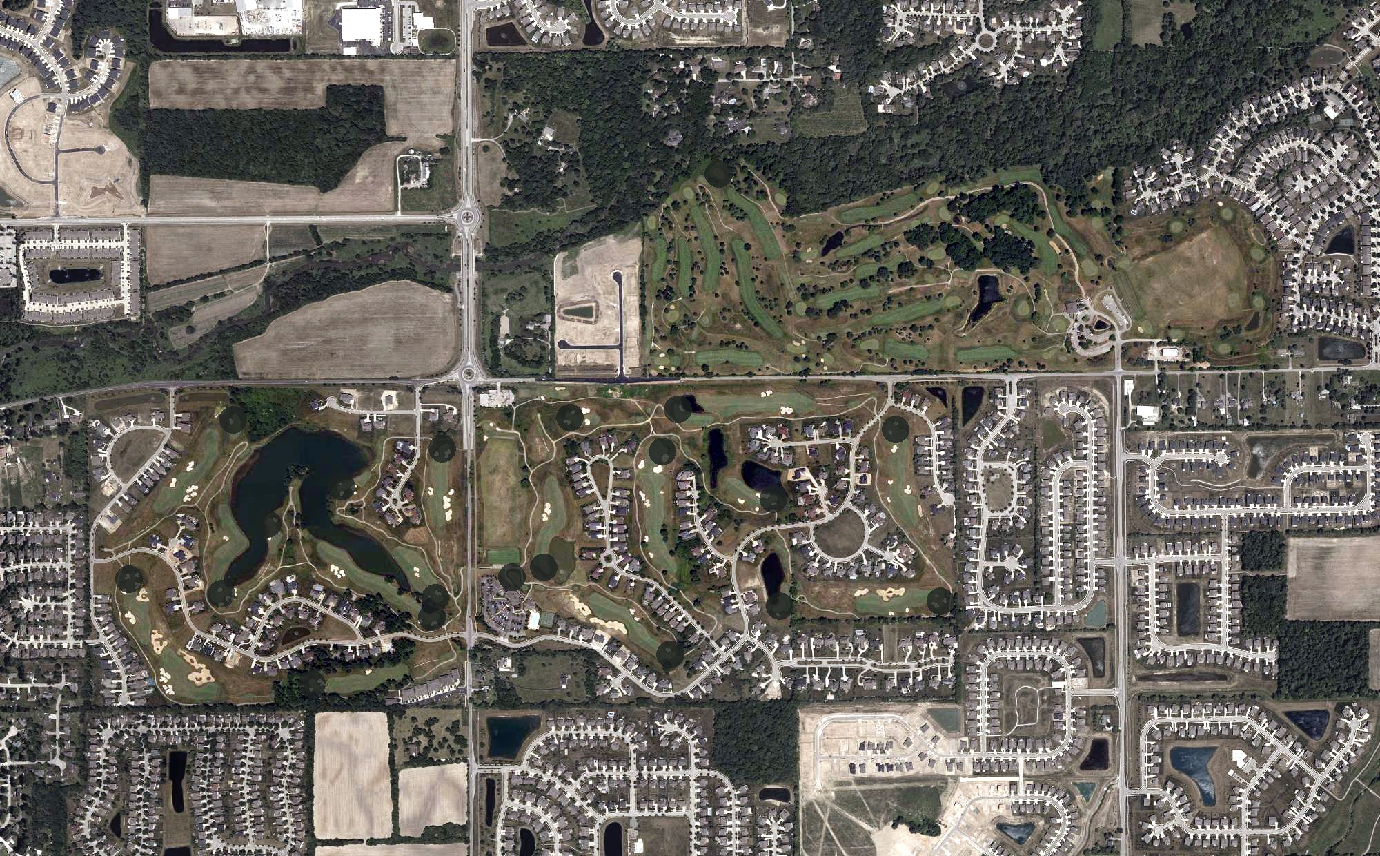 Aerial view of Stonycreek Golf Club, IN