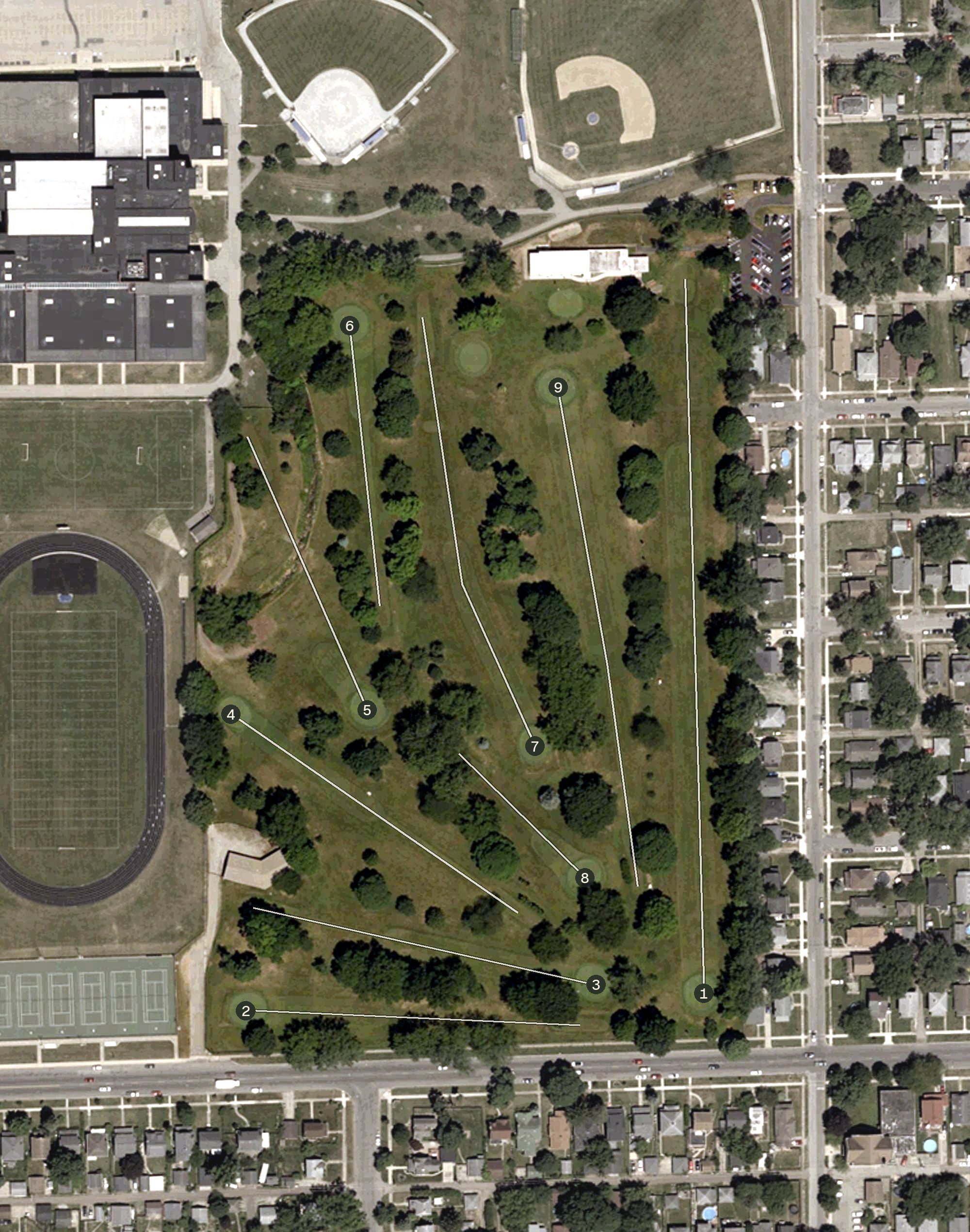 Aerial view of Studebaker Park, IN