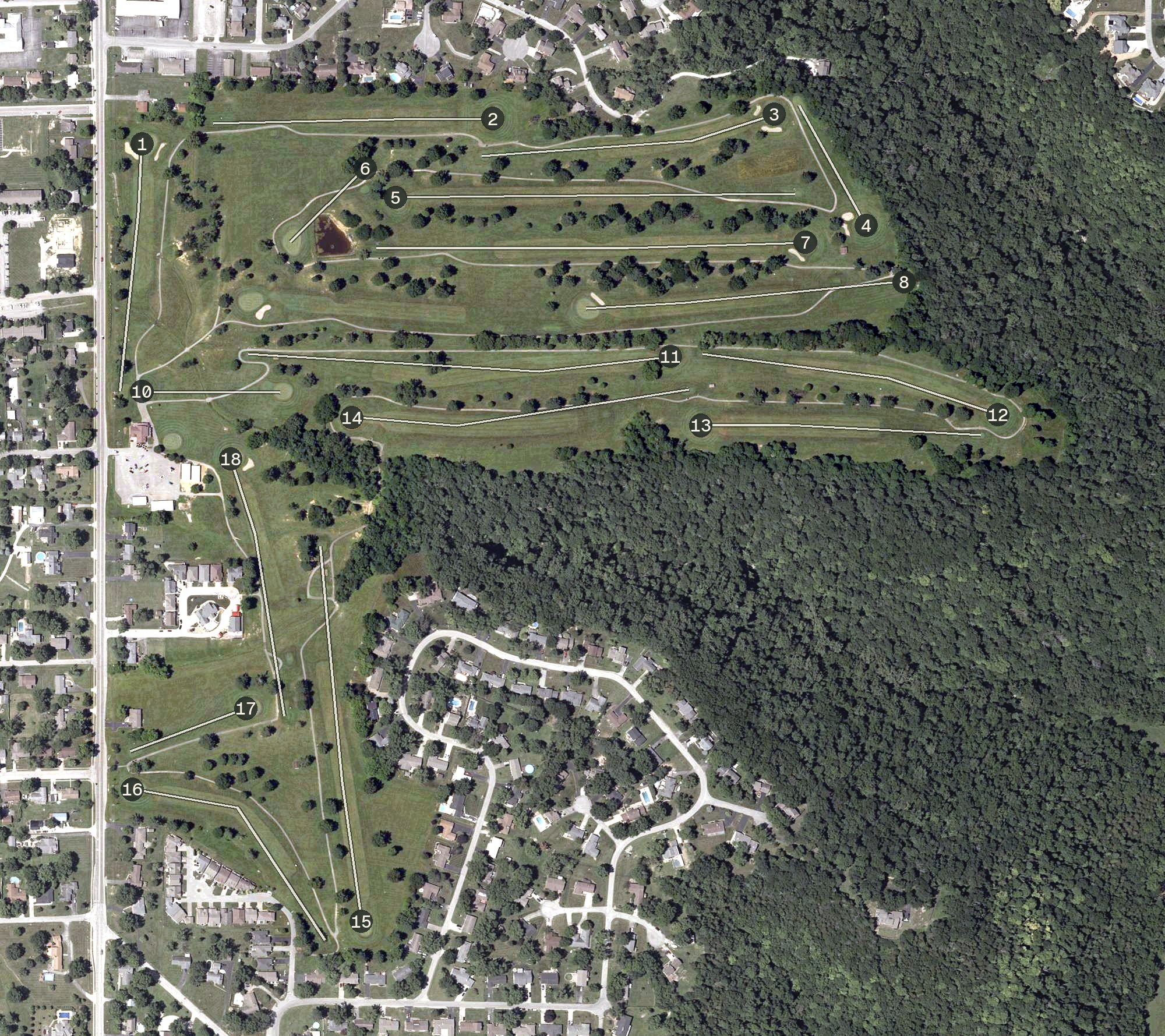 Aerial view of Sunrise Golf Course, IN
