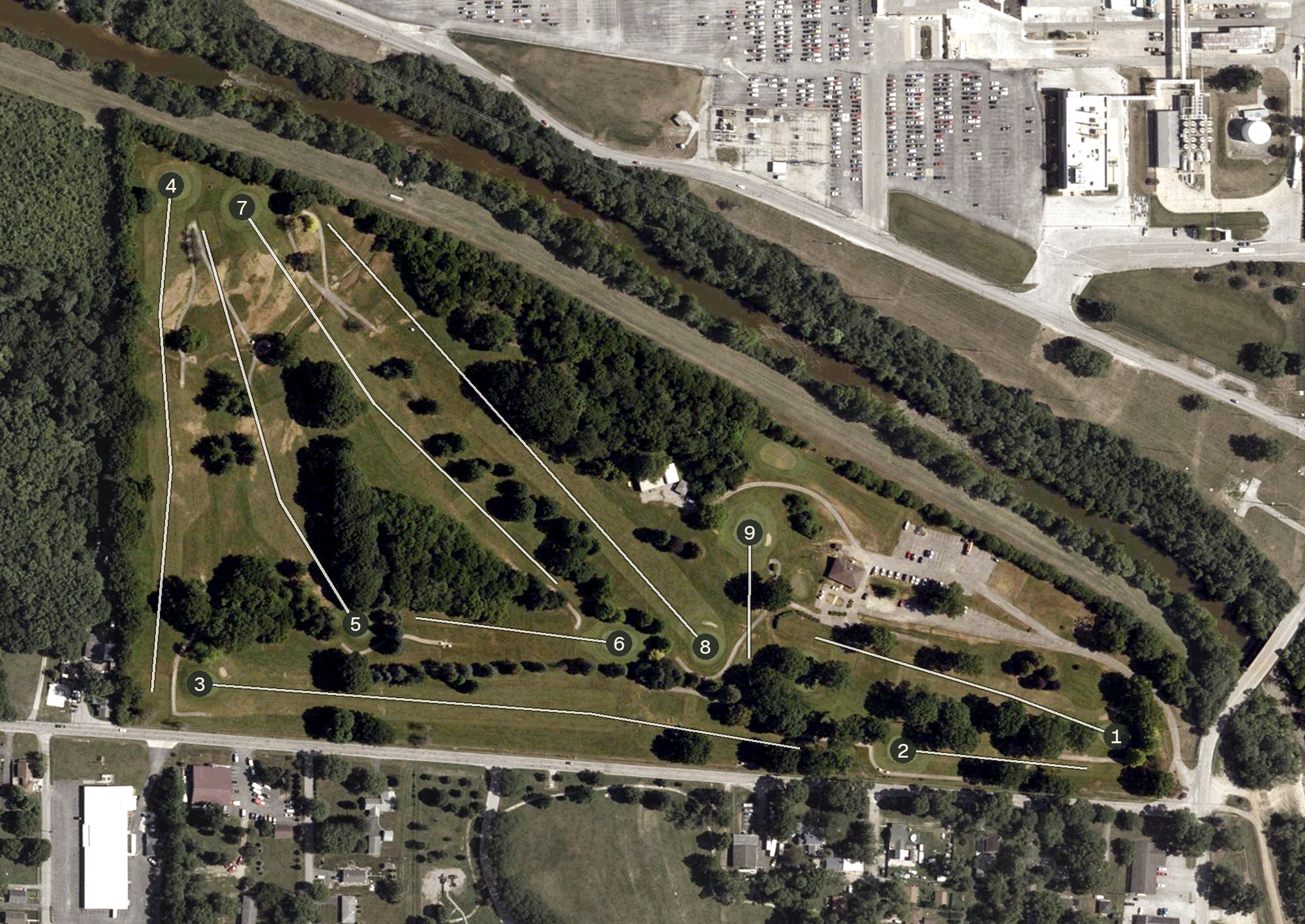 Aerial view of Thatcher Golf Course, IN