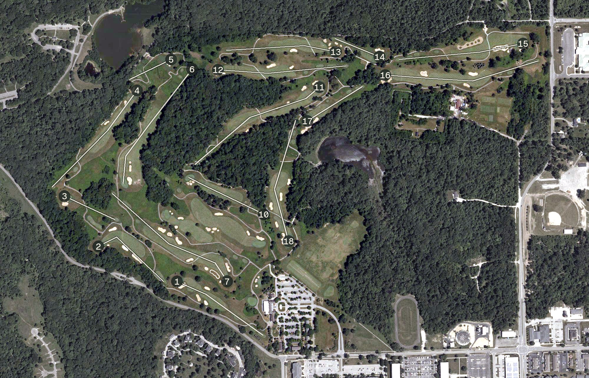 Aerial view of The Fort Golf Course, IN