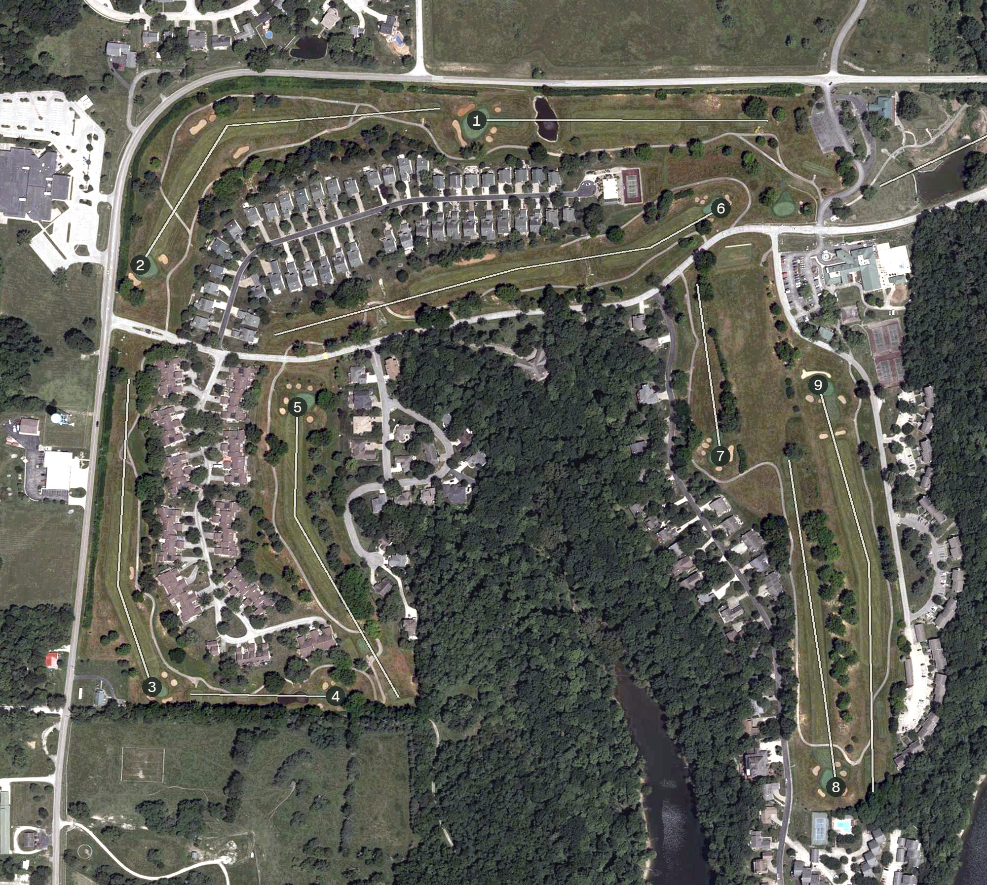 Aerial view of The Golf Club at Eagle Pointe, IN